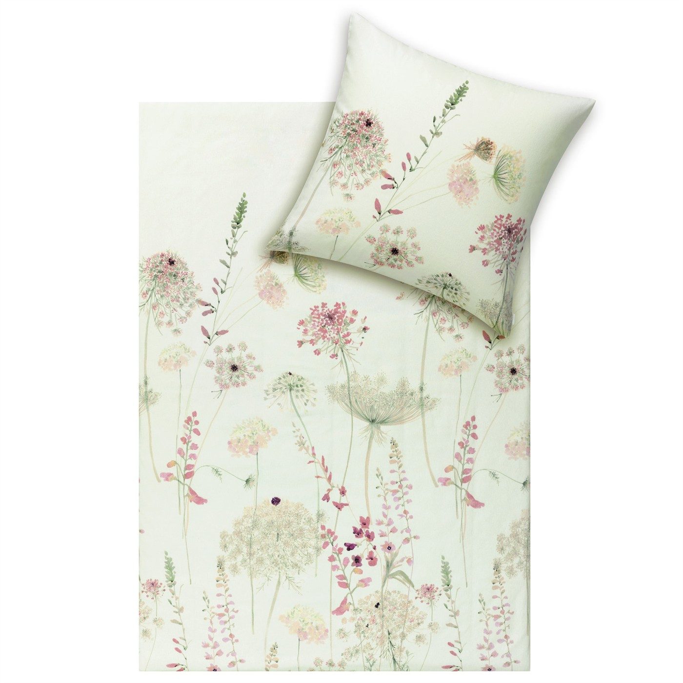 Estella Bettwäsche Estella Flanell Bettwäsche Meadow 4406-520 Wiesenblumen mint 135x200, Kuschelflanell, 2 teilig, Hergestellt in Deutschland