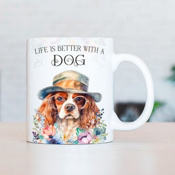 Cadouri Tasse CAVALIER KING CHARLES SPANIEL - Kaffeetasse für Hundefreunde, Keramik, mit Hunderasse, beidseitig bedruckt, handgefertigt, Geschenk, 330 ml