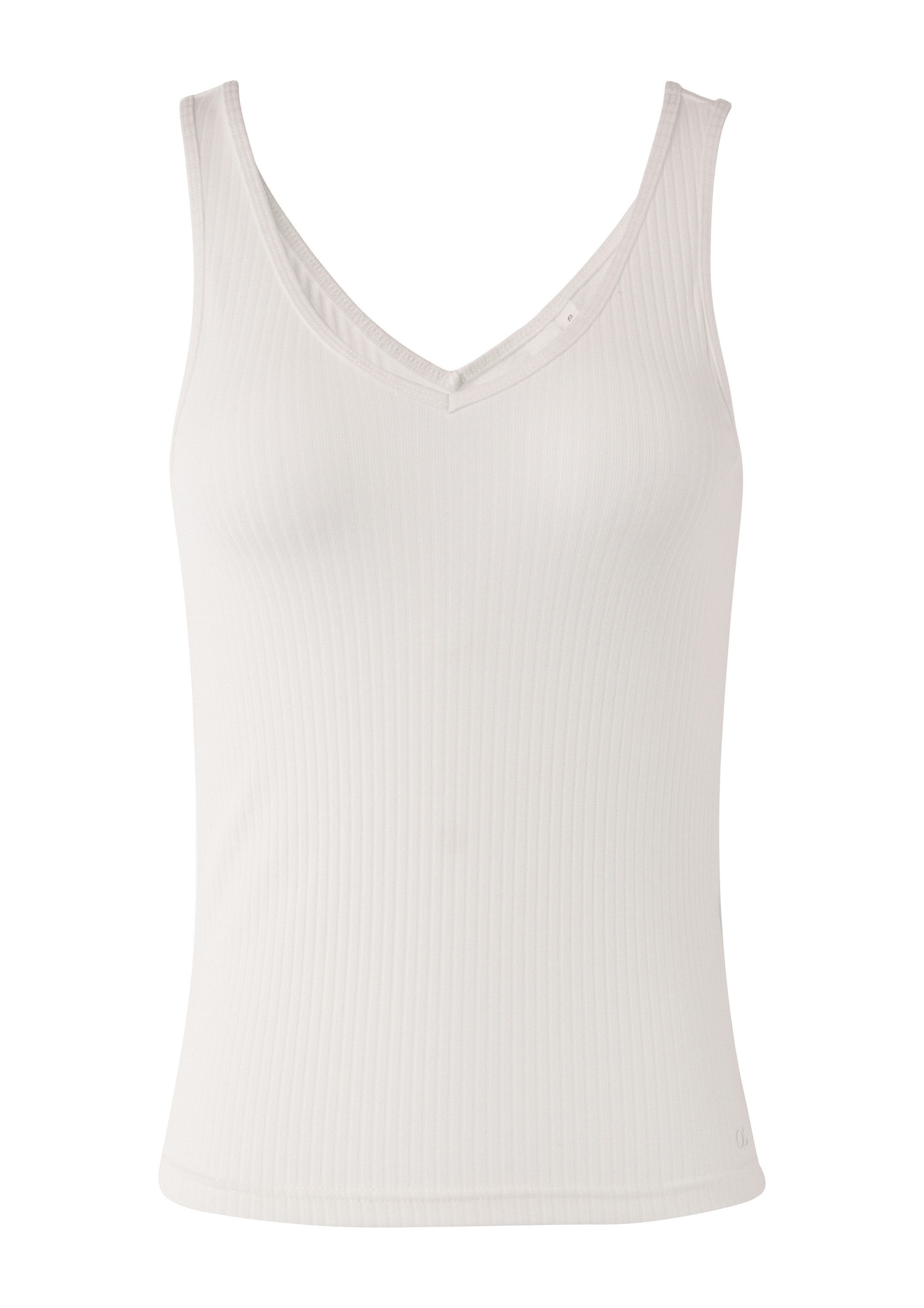 QS Muskelshirt T-Shirt Geripptes Top im Slim Fit aus Modalmix