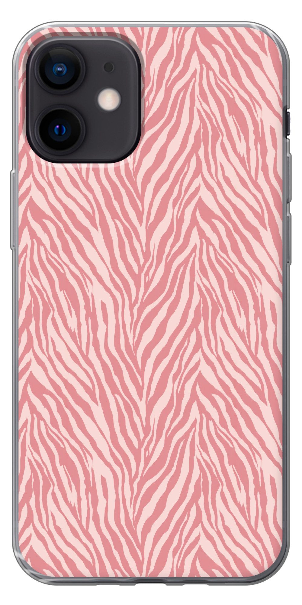 MuchoWow Handyhülle für Apple iPhone 12 Zebra - Druck - Rosa, Smartphone-Bumper, Print, Handy Schutzhülle Dünn