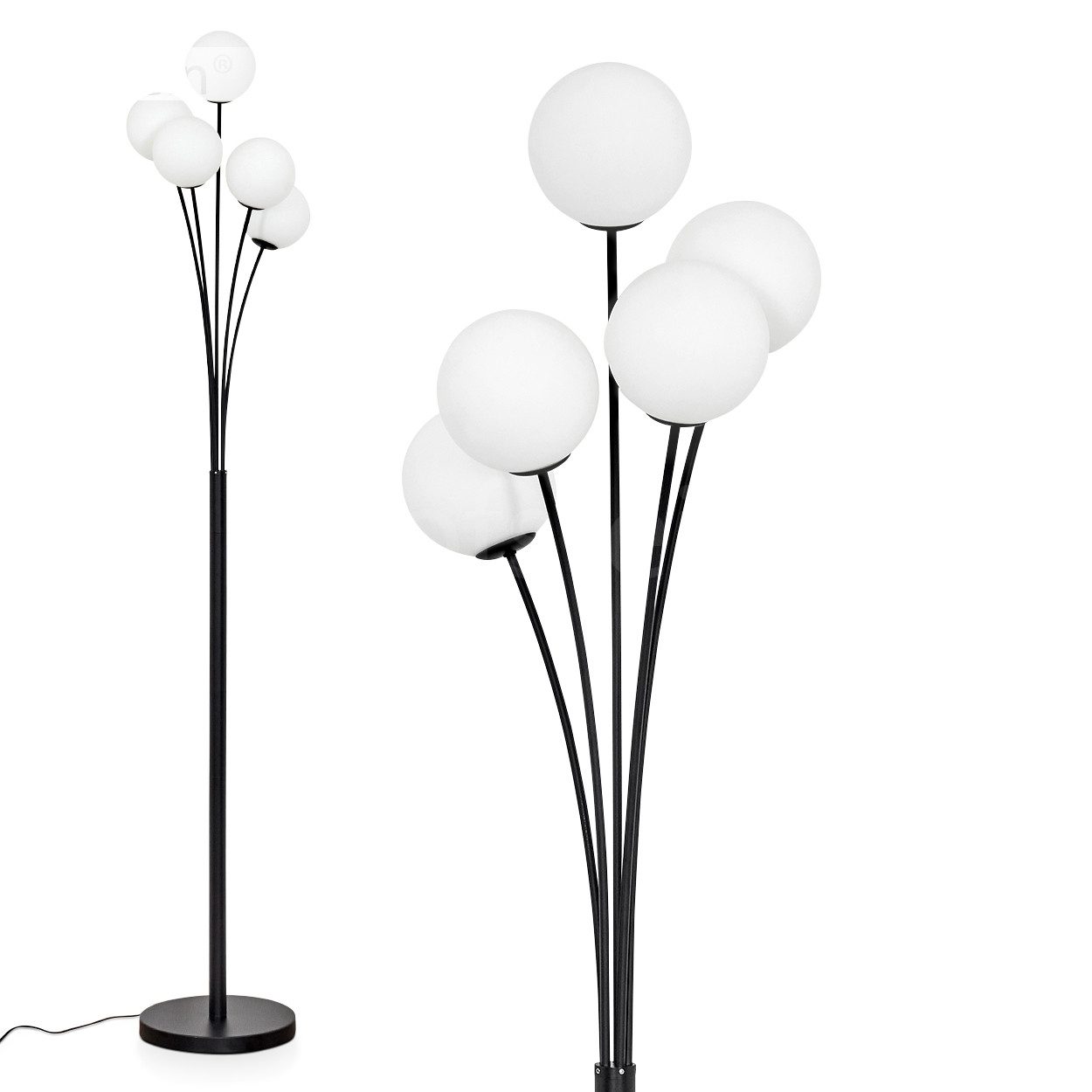 hofstein Stehlampe dimmbare Stehlampe aus Metall/Glas in Schwarz/Milchglas, günstig online kaufen