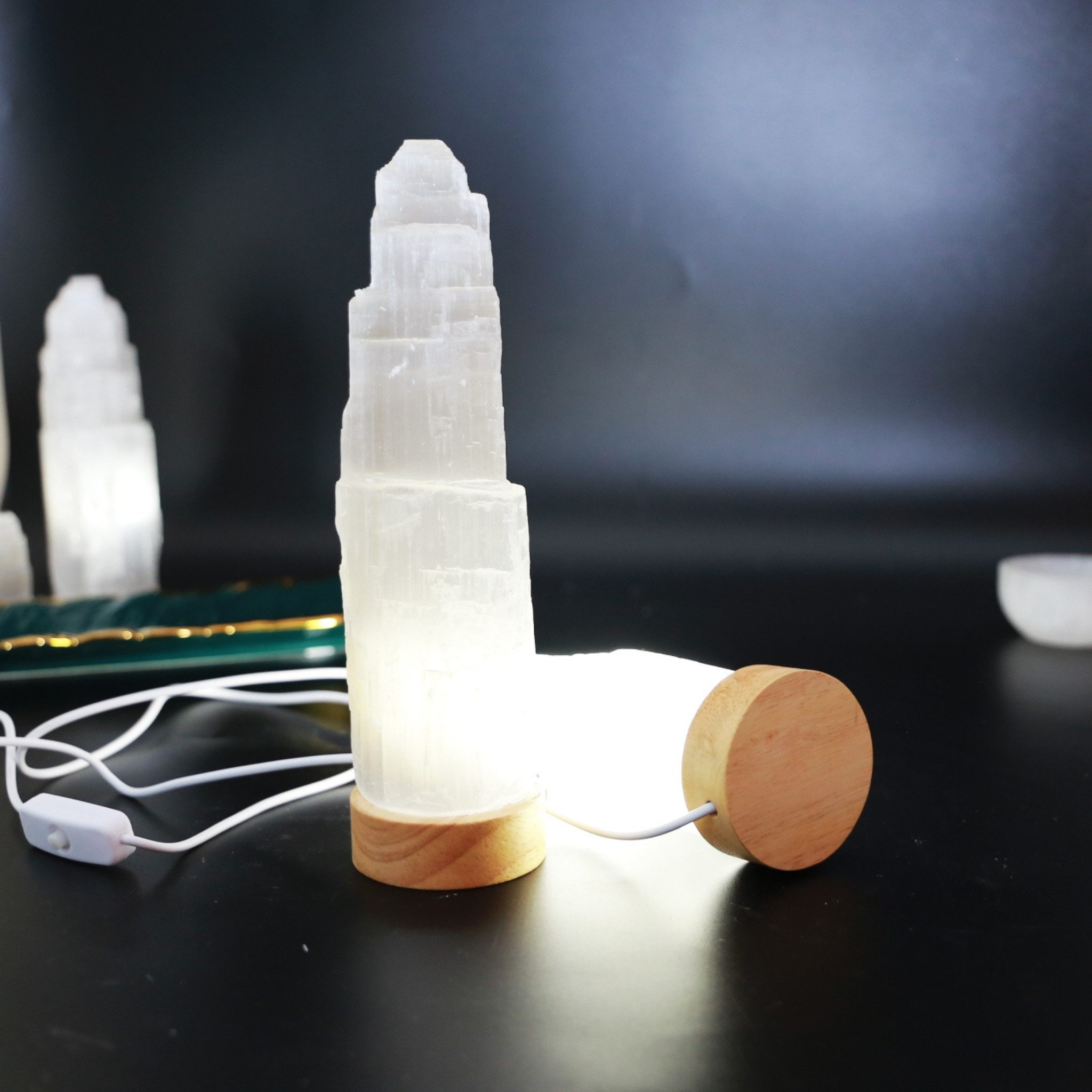 Heimtex LED Schreibtischlampe Selenit-Kristalllampe – Weiße USB-LED-Selenit günstig online kaufen