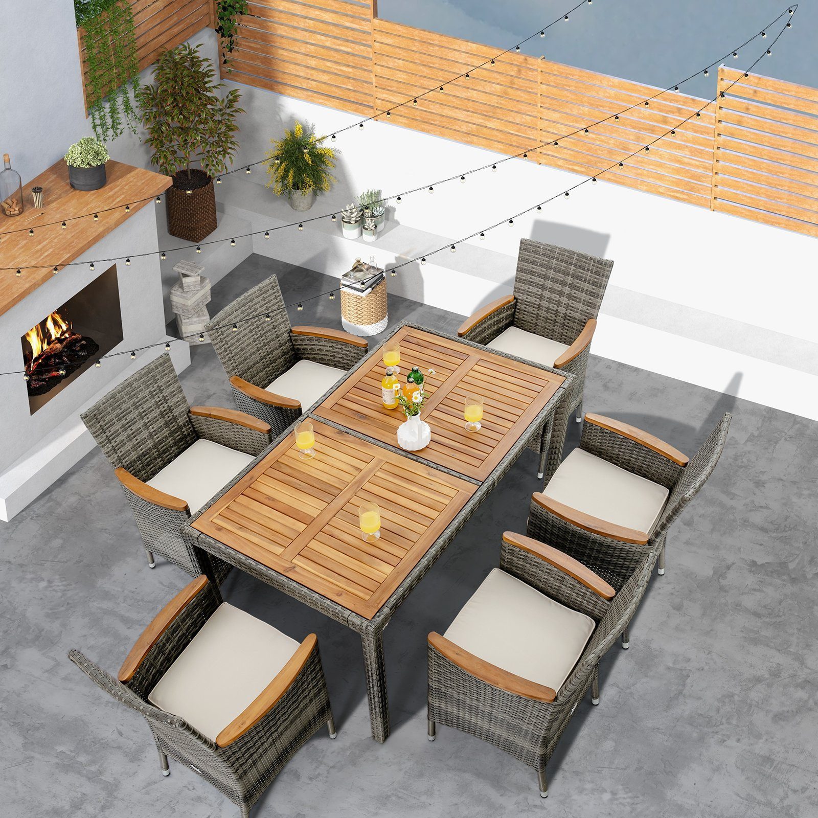 COSTWAY Garten-Essgruppe 6 Personen, (7 tlg), günstig online kaufen