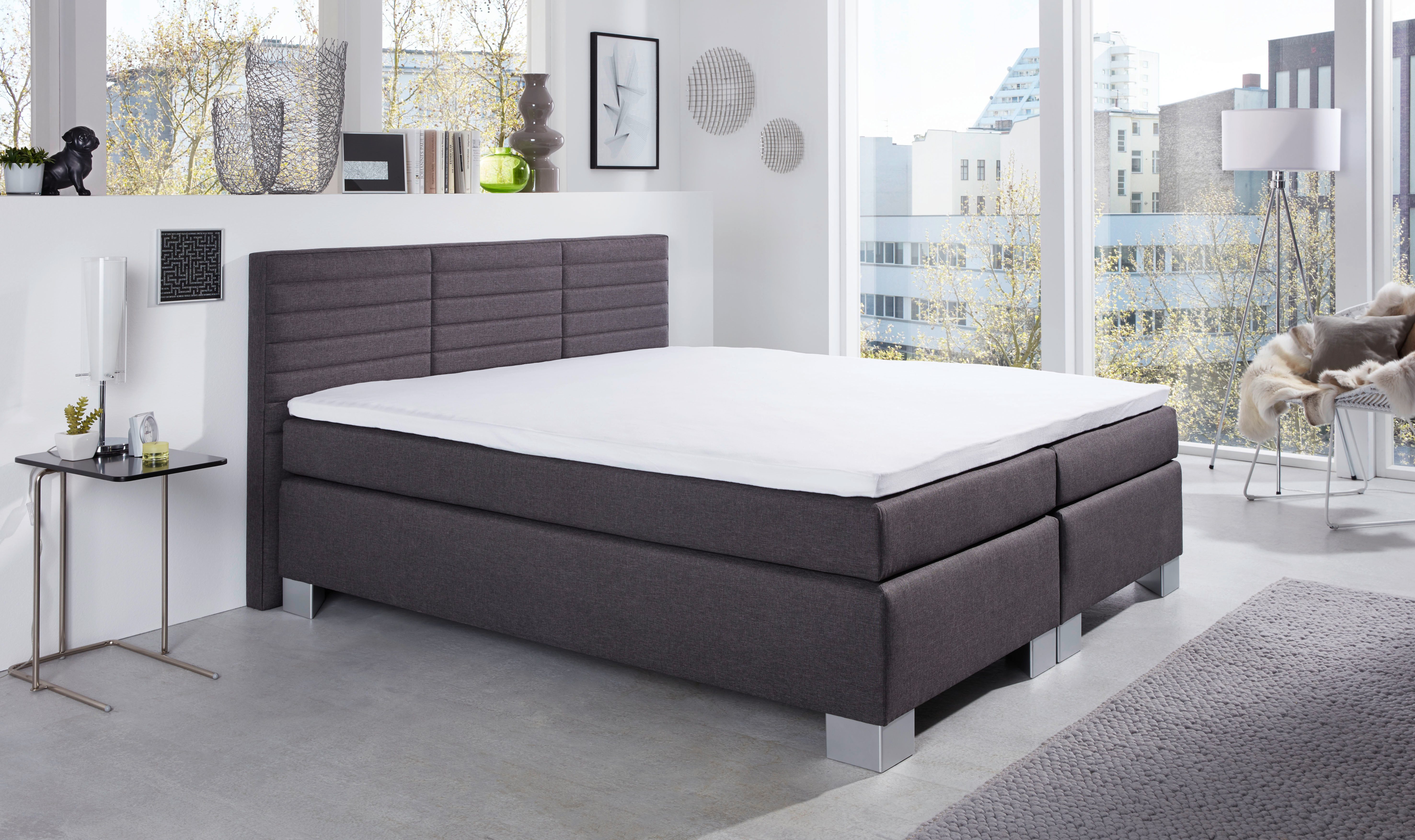 hapo Boxspringbett ATLANTA mit hohem Kopfteil (Topper separat erhältlich), erhältlich in verschiedenen Breiten, Farben & Matratzenarten