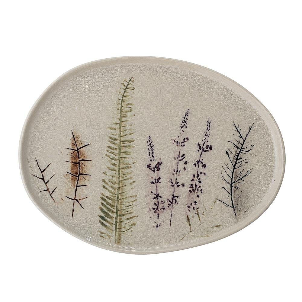 Bloomingville Servierplatte Bea, Natur, aus Steingut, 34,5 x 2 x 26 cm, Servierteller