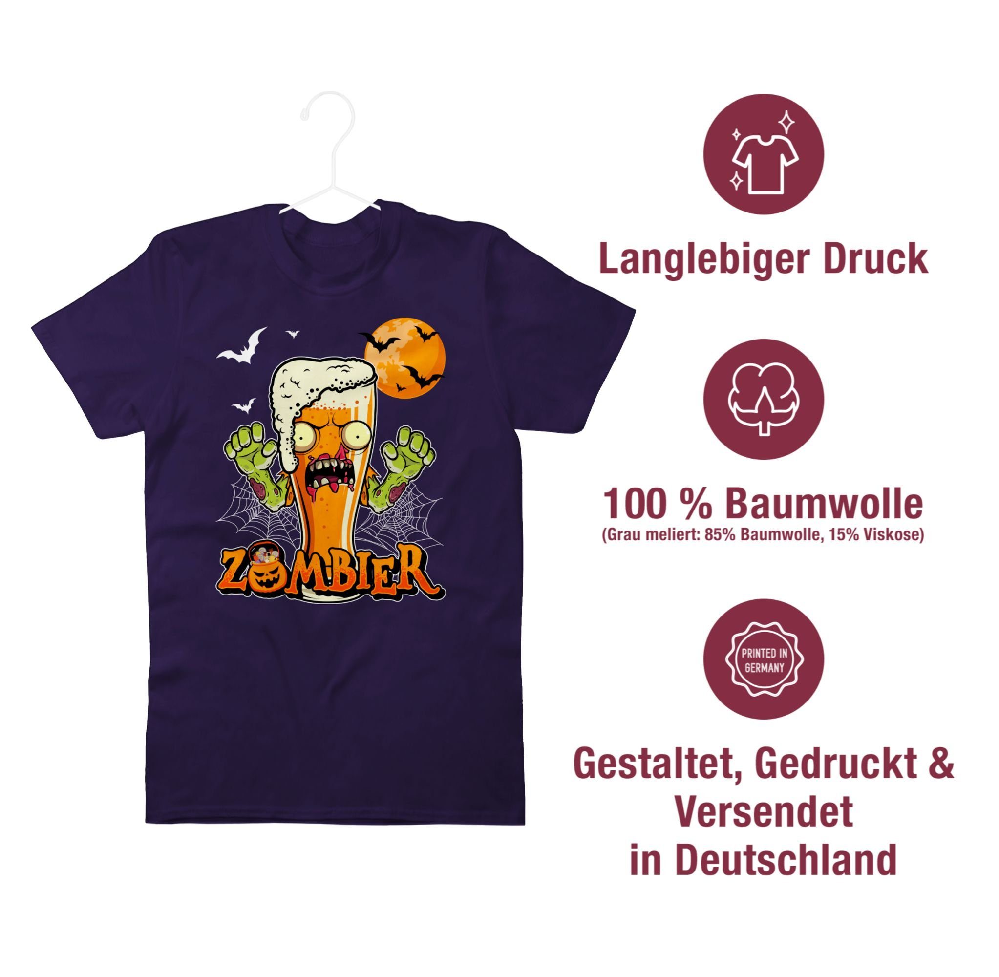 Lustige Lila Kostüme Bier Shirtracer Herren Geschenke Hopfen Zombie Halloween 02 Zombier Halloween T-Shirt