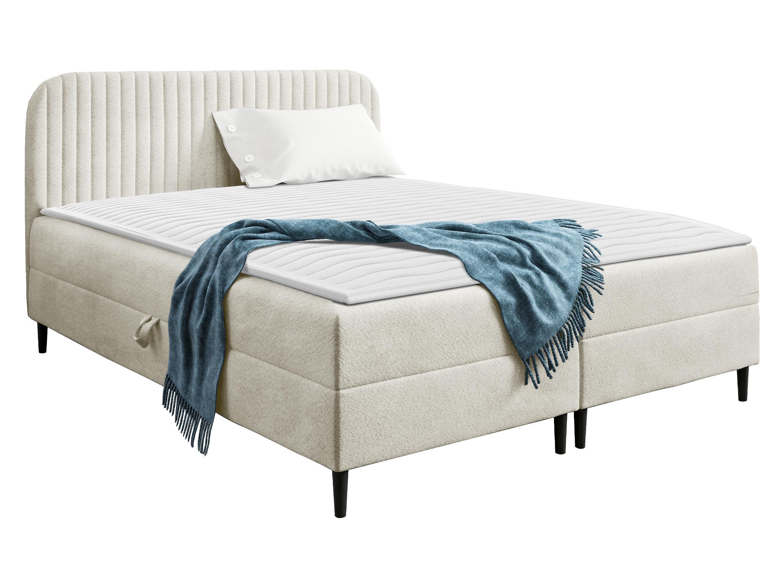 MIRJAN24 Boxspringbett Box Best 1 (mit zwei Bettkästen), Schwarze Holzfüße, Polsterkopfteil