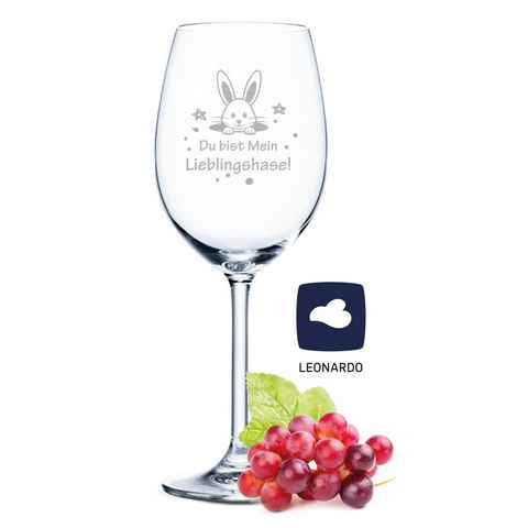 GRAVURZEILE Rotweinglas Leonardo Weinglas - Du bist mein Lieblingshase - Osterdeko, Glas, graviertes Geschenk mit Häschen für Paare