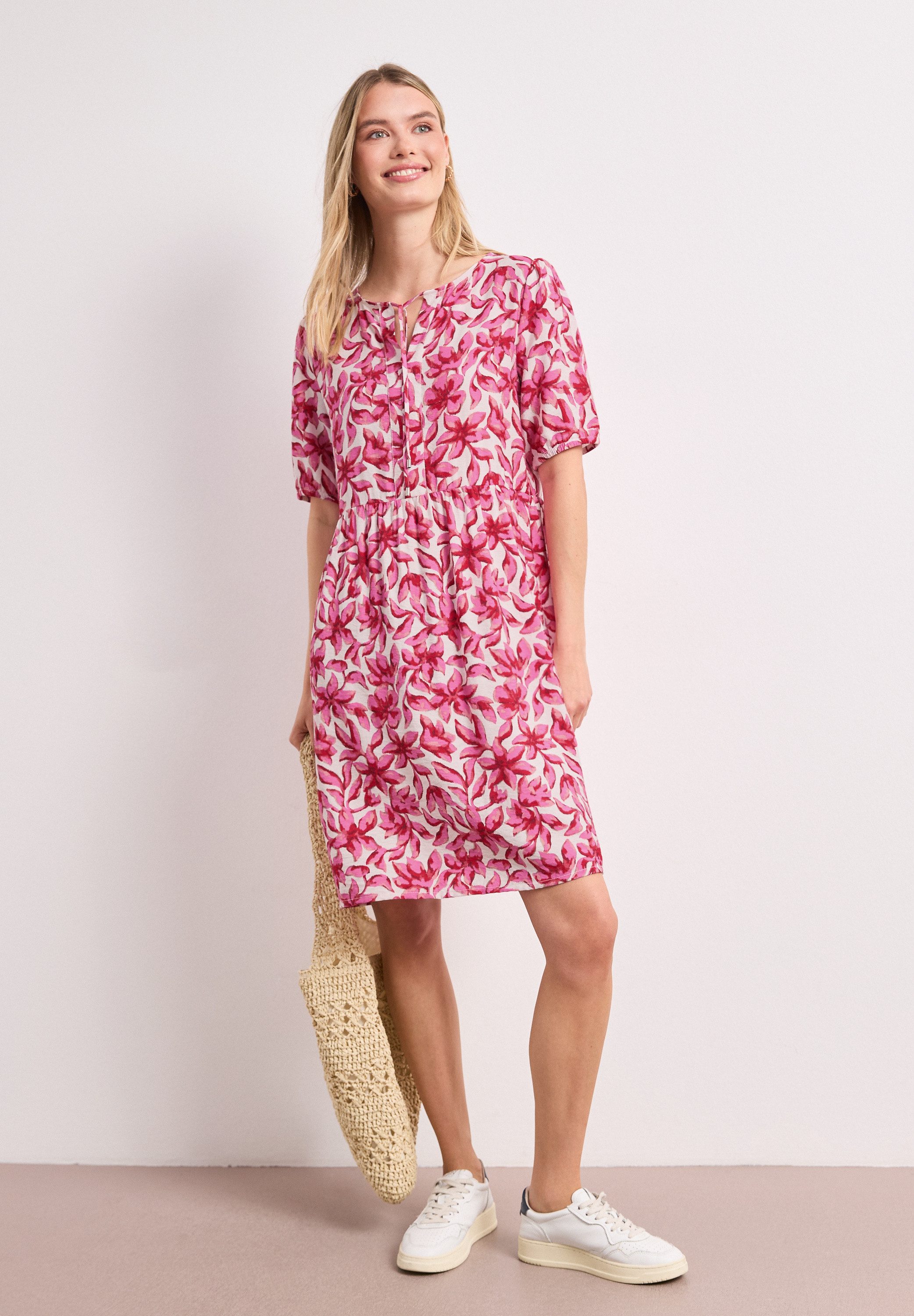 STREET ONE Druckkleid Sommerrock mit Split Neck und Print
