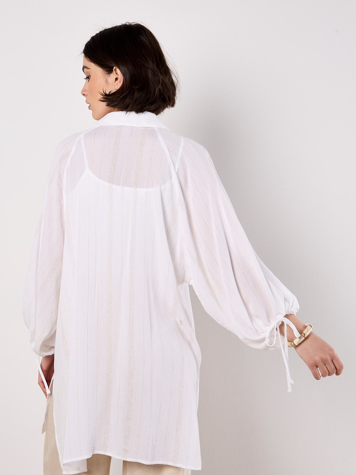 Apricot Klassische Bluse Oversized Hemdbluse mit leichtem Schimmer
