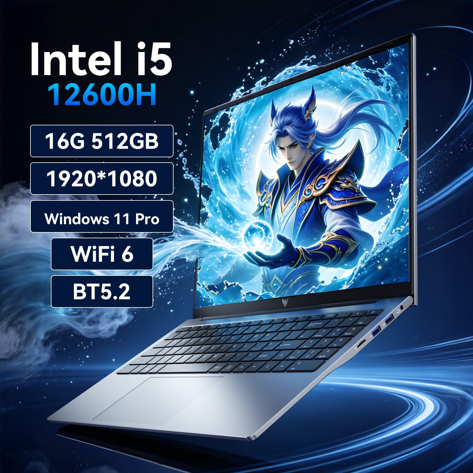 ACEMAGIC 15.6 Zoll Intel Core i5, 16 GB RAM,512 GB SSD, Windows 11 Pro Notebook (Intel Core i5-12600H Intel Core i5 - 12600H, Intel UHD Graphics, 16 GB, 512 GB SSD, 12-core CPU, bis zu 4.5 GHz, WiFi6,Deutsche Tastaturabdeckung)