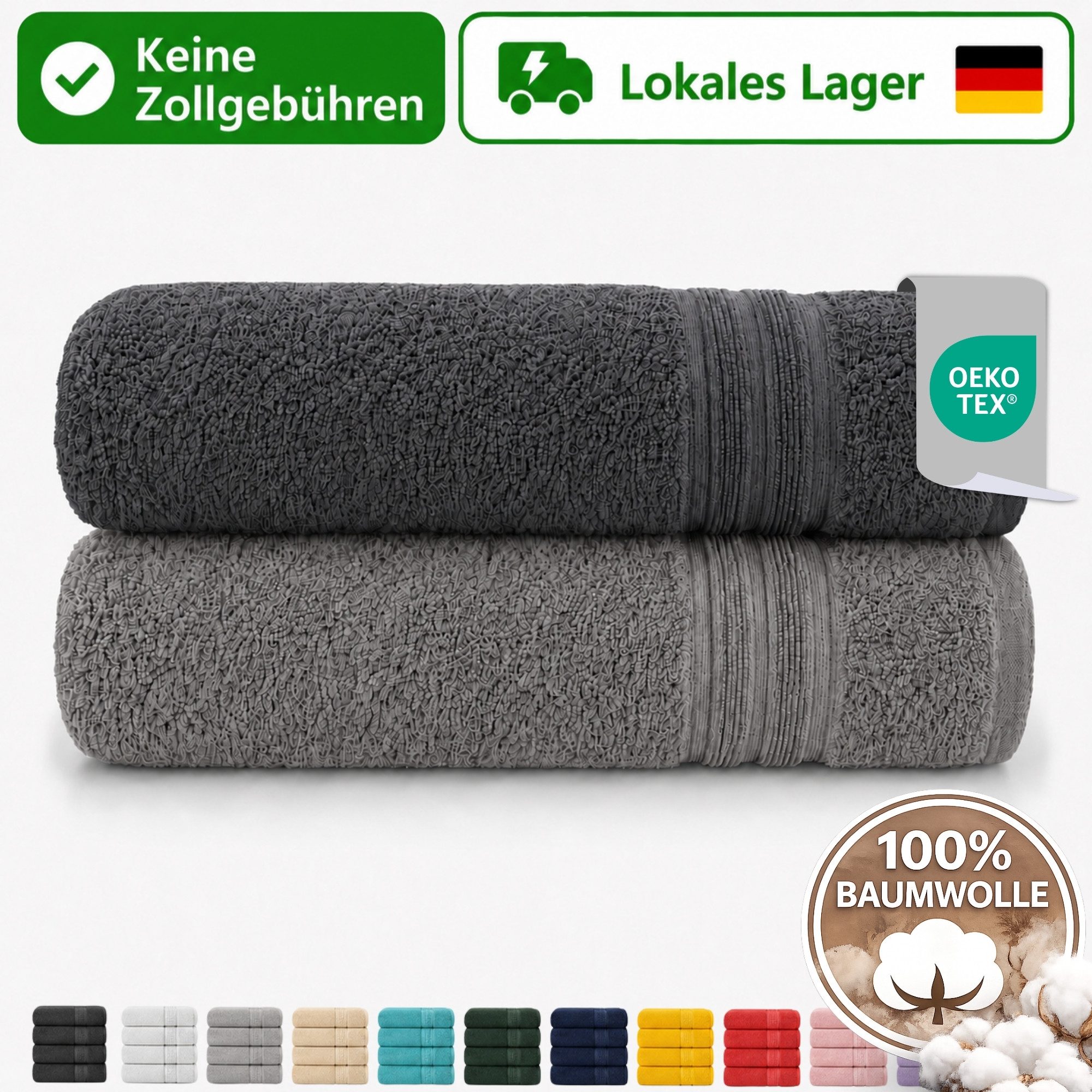 Komfortec Handtücher 2er Set Handtücher 100% Baumwolle, weich & saugfähig, 4 Größen, 100% Baumwolle (2-St)