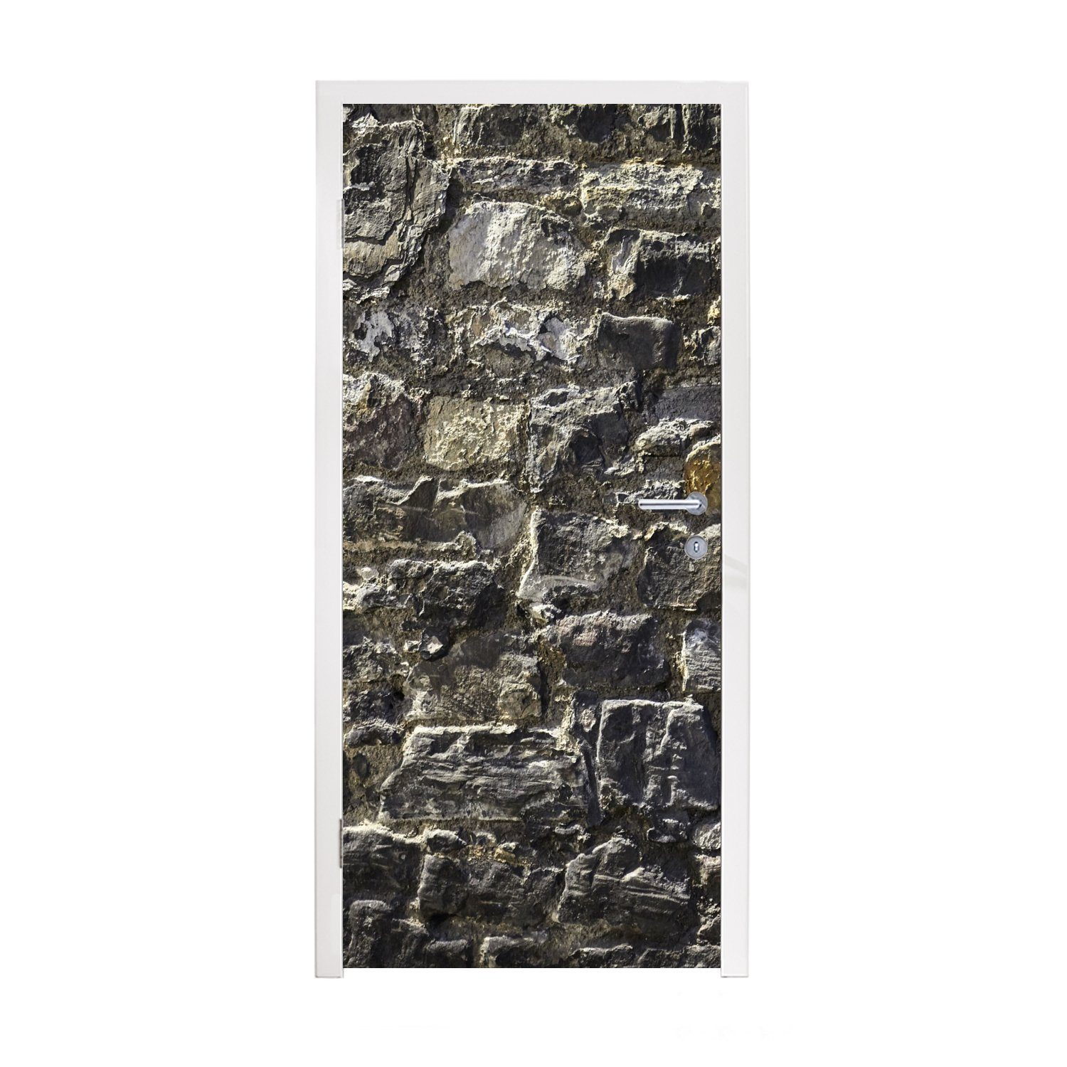 MuchoWow Türtapete Wand - Steine - Grau, Matt, bedruckt, (1 St), Fototapete für Tür, Türaufkleber, 75x205 cm
