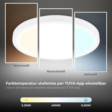 B.K.Licht LED Deckenleuchte BK_DL1585 WiFi CCT LED Deckenleuchte mit App-Steuerung, RGB, LED fest integriert, Inkl. Nachtlichtfunktion, Timerfunktion Memoryfunktion, Farbwechsel