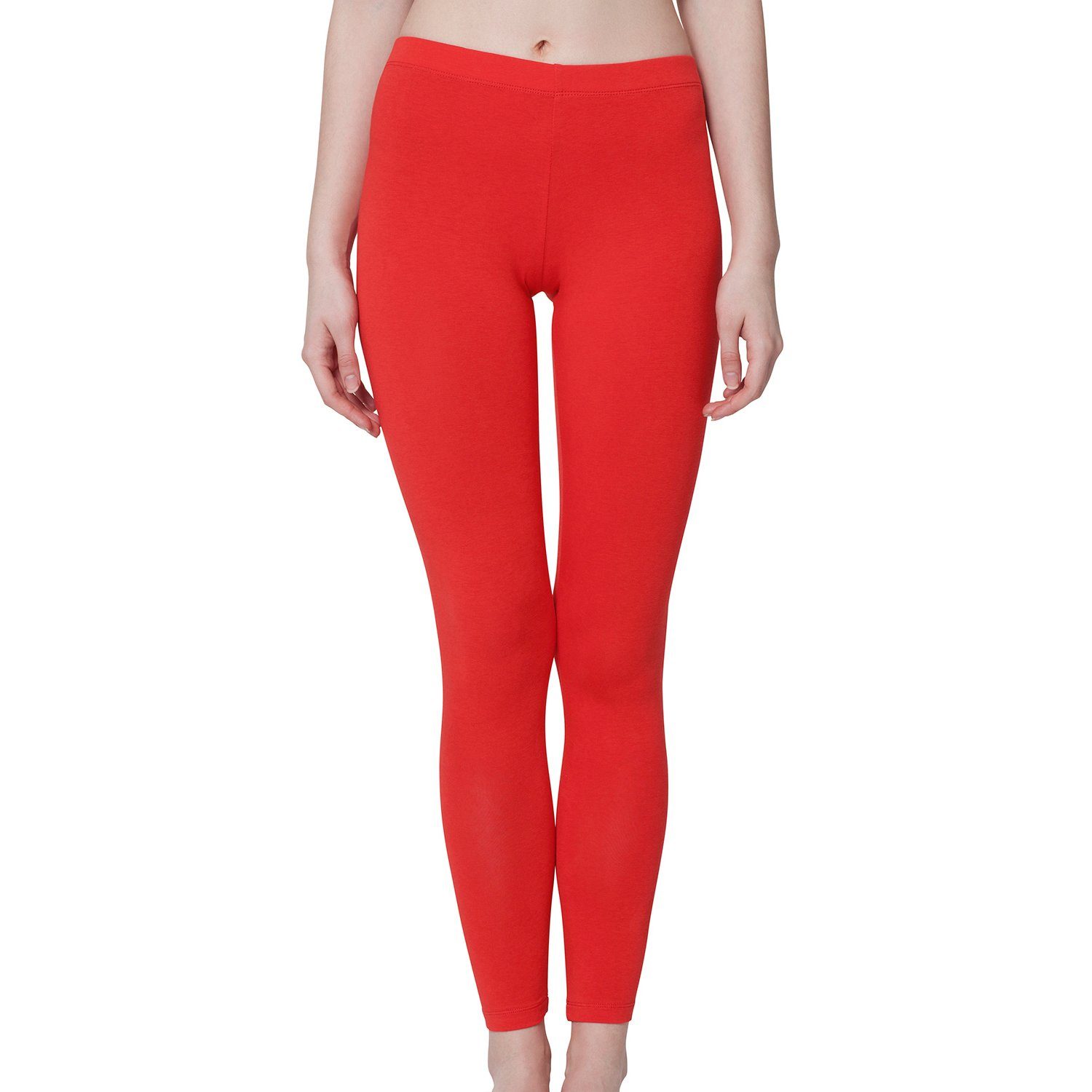 celodoro Leggings Damen Leggings, stretchige Jersey Hose aus Baumwolle Rot