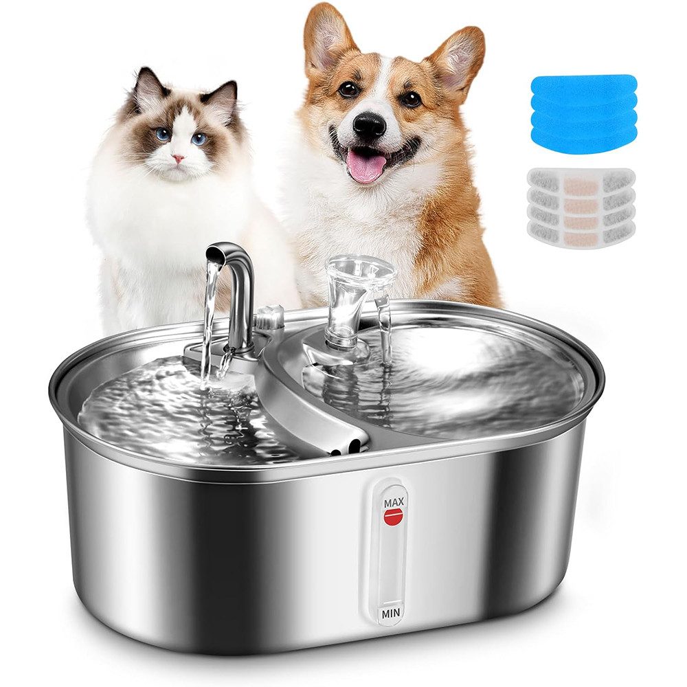 Trinkbrunnen 3L Katzenbrunnen Edelstahl Trinkbrunnen für Katze und Kleinhunde