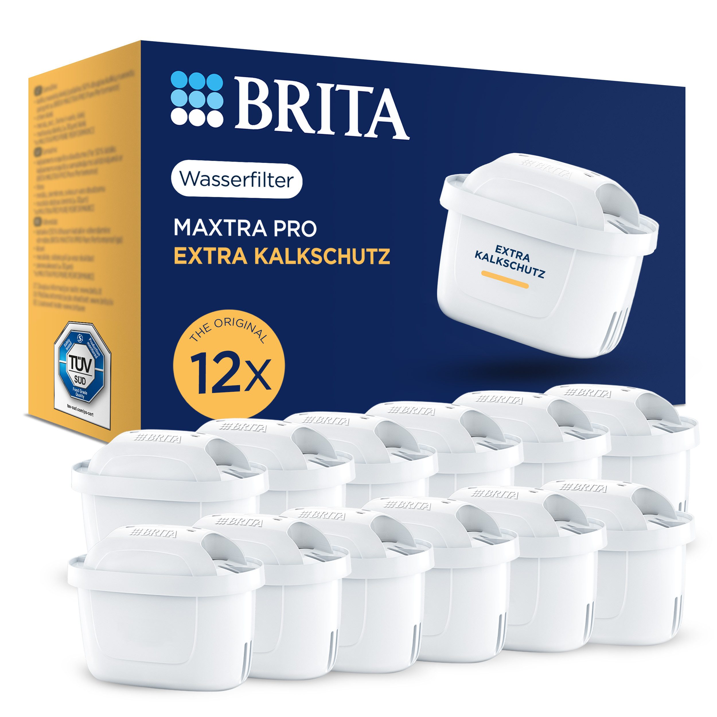 BRITA Wasserfilter Kartuschen MAXTRA PRO Extra Kalkschutz - 12er-Pack, Original Ersatz-Wasserfilter für BRITA-Kannen, Kalk-Filtration & mehr