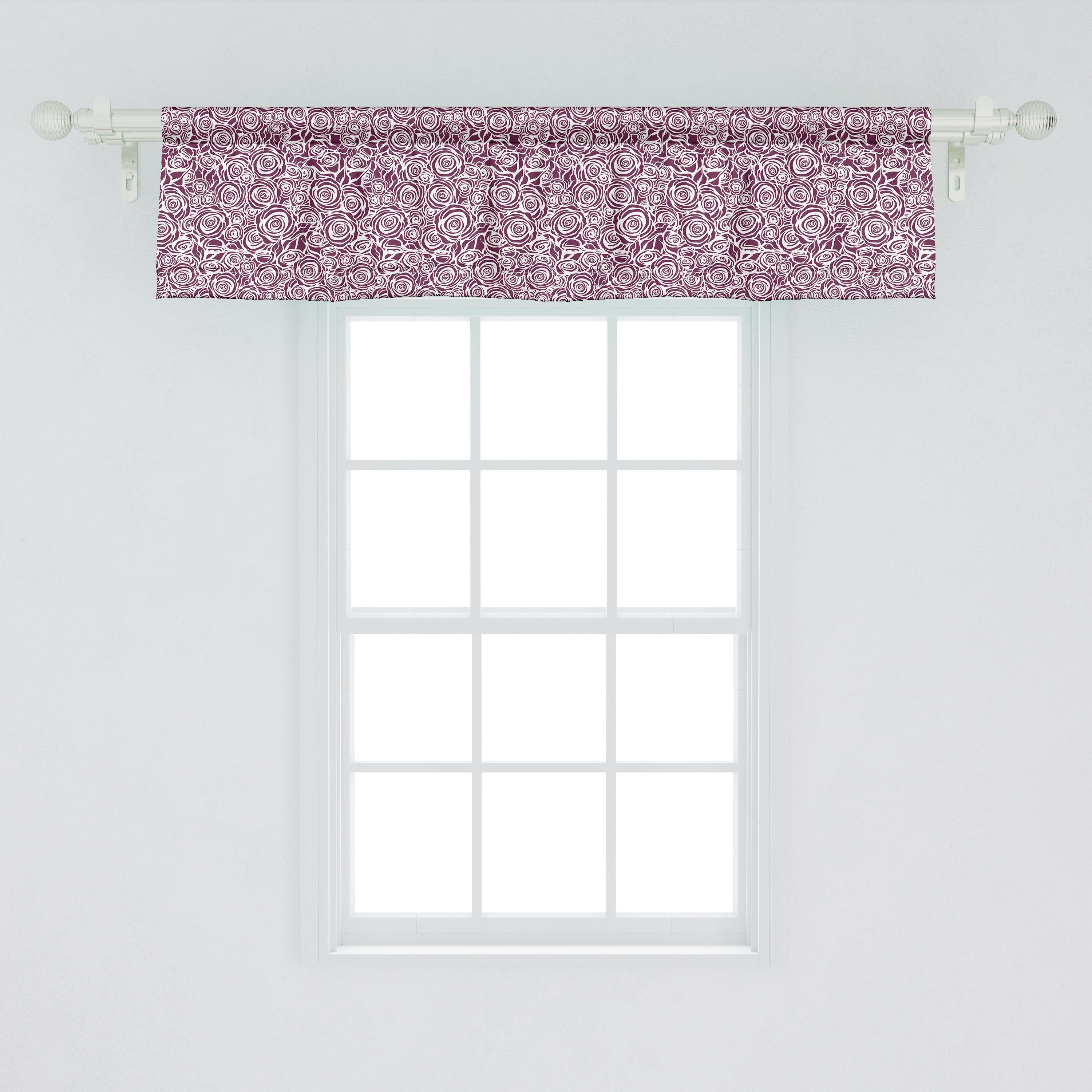 Microfaser, Scheibengardine Volant Vorhang für Clutter mit Abakuhaus, in Stangentasche, Dekor Küche Schlafzimmer Blumen von Roses Monotone