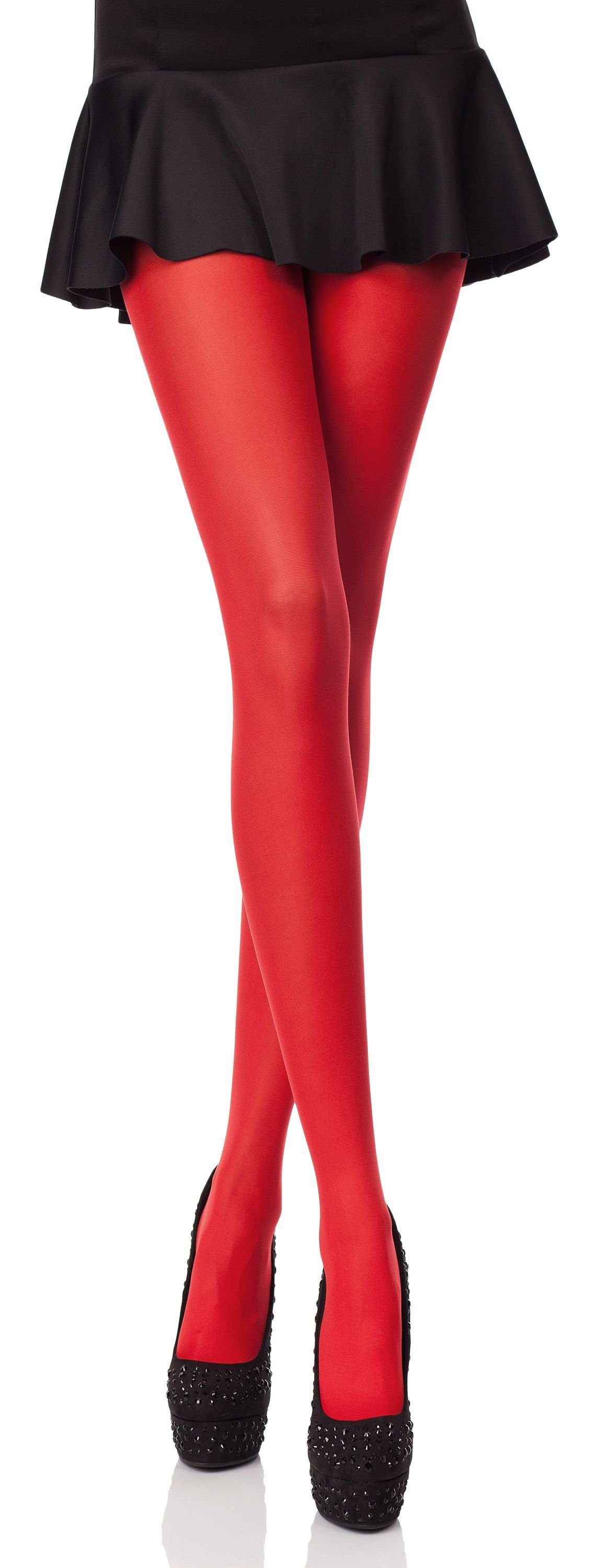 Damen Rot DEN 40 Style (1 Strumpfhose Microfaser Merry St) Strumpfhose DEN 40