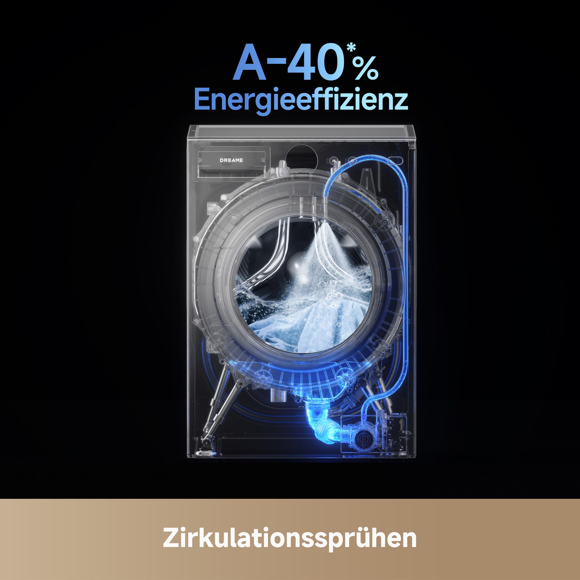 Dreame Waschmaschine DWF11L90TAEU, 11 kg, 1400 U/min, Öko-Wäsche, Inverter-Motor, Automatikpflege – Bild 5 von 5