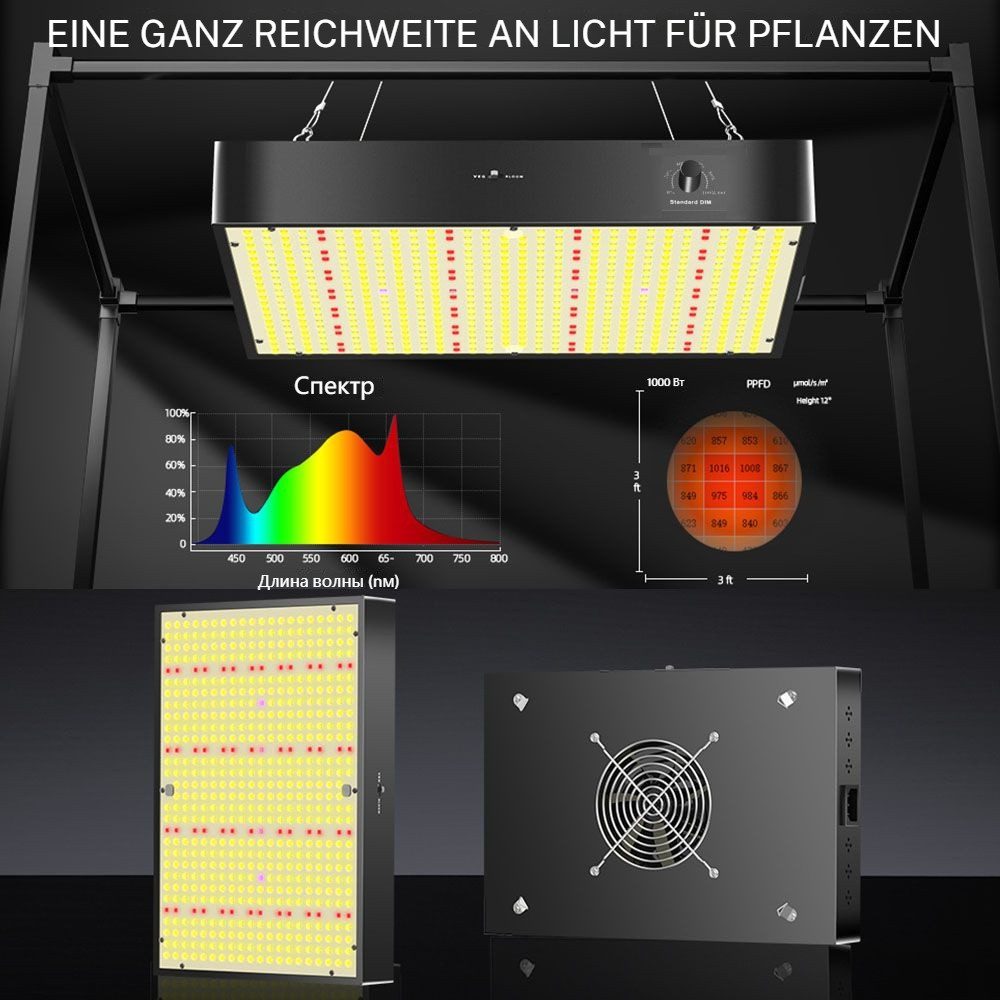 VIVIHEYDAY Pflanzenlampe LED Pflanzenlicht 100W/200W Vollspektrum und UV-IR günstig online kaufen