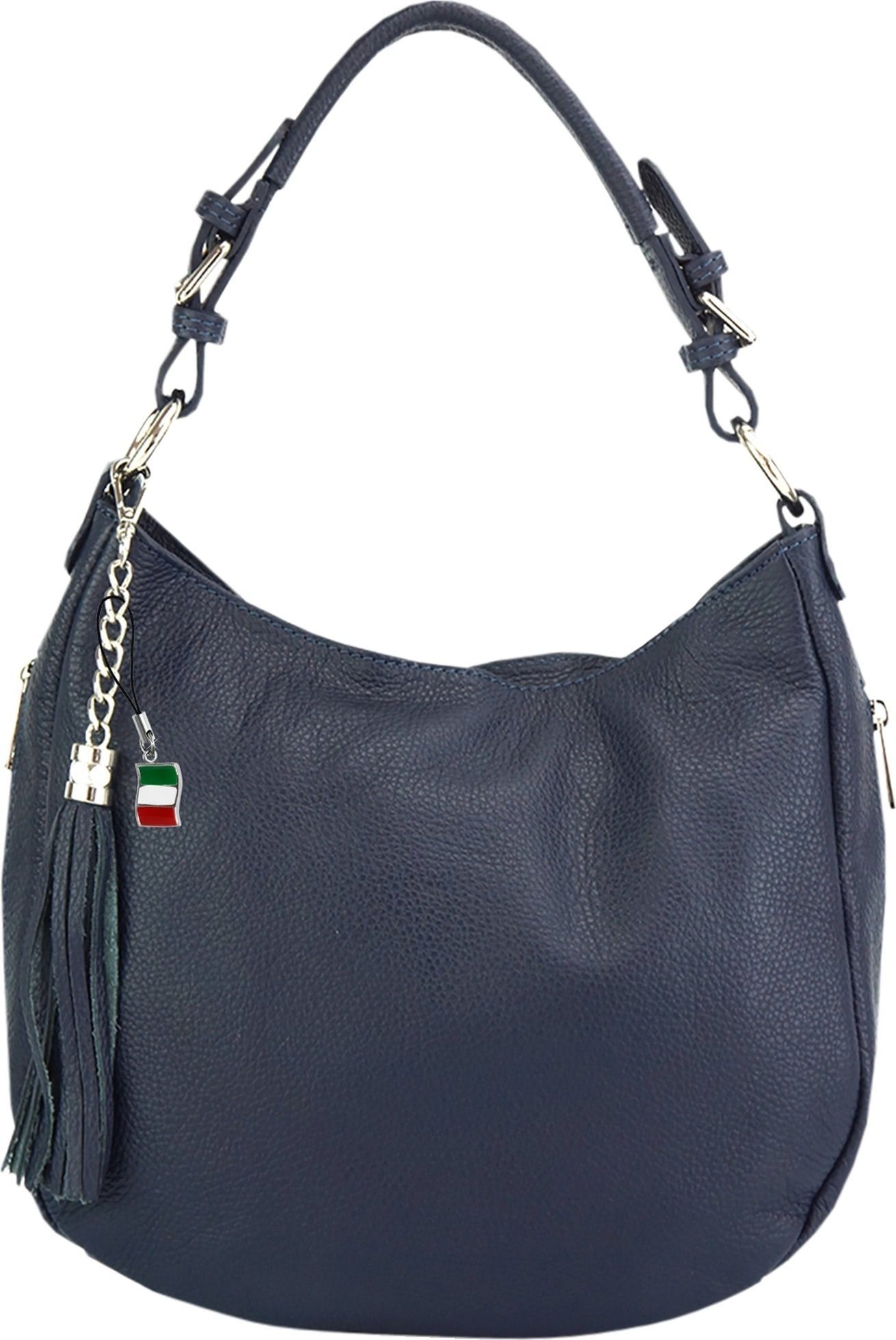 FLORENCE Shopper D2OTF134X Florence Hobo-Bag Schultertasche colore (Schultertasche, Shopper), Damen Tasche Echtleder blau, Made-In Italy