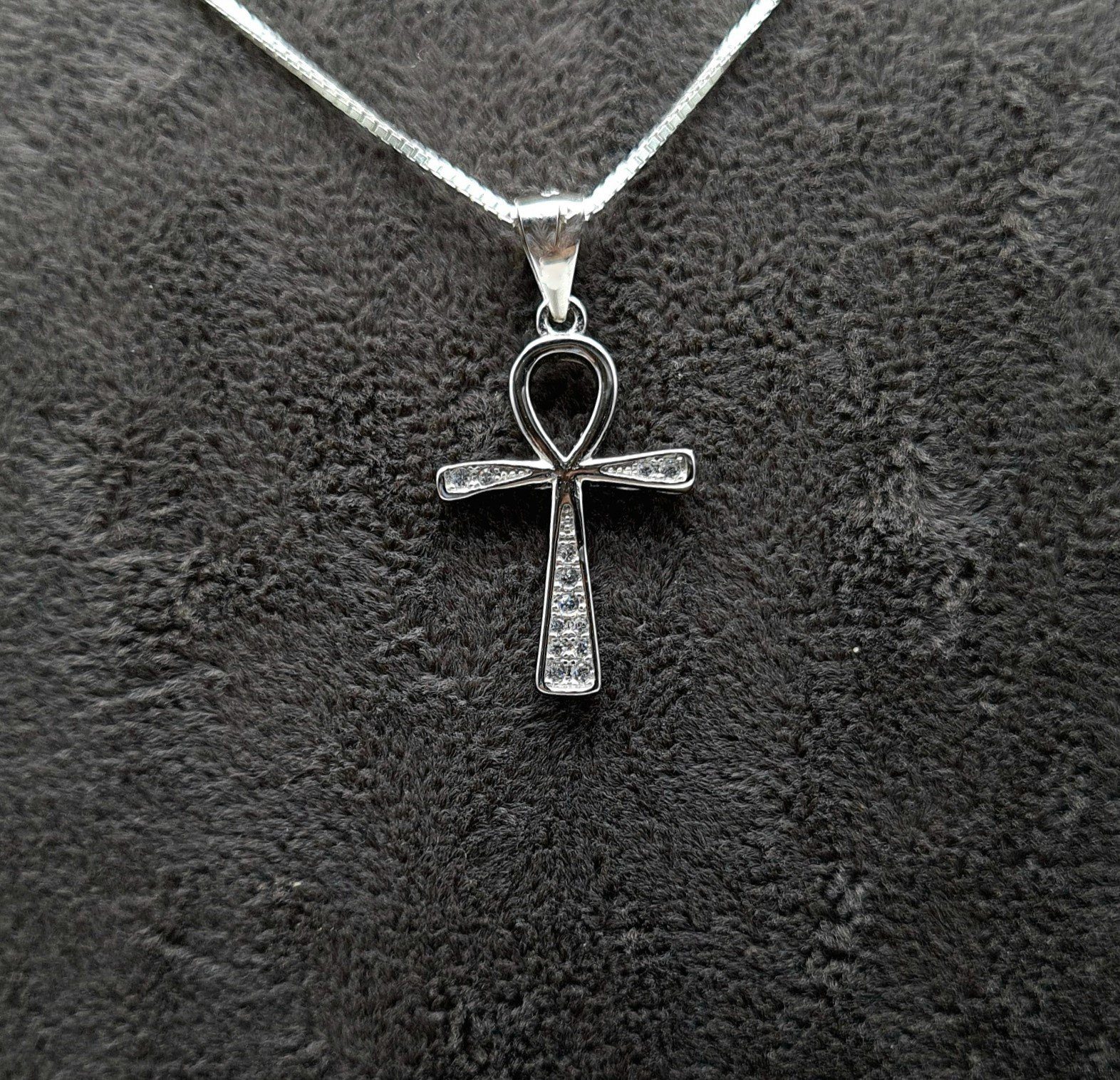 Kreuz NAHLE Silber Silberkette Zirkonia 925 Schmuckbox), rhodiniert Kreuz (inklusive Halskette Kreuzkette mit /
