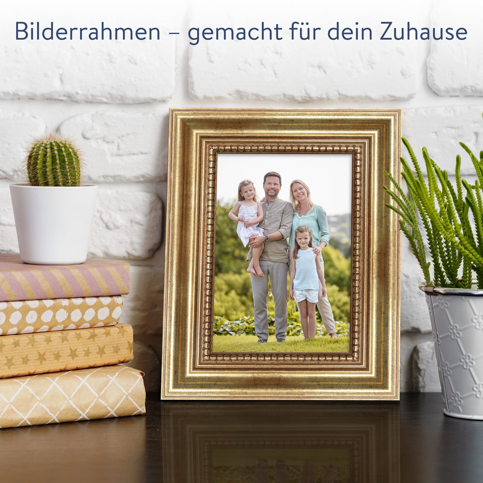 WANDStyle Einzelrahmen H450, Goldener Bilderrahmen 15x20 Holz, Vintage Bilderrahmen Gold 15x20 cm