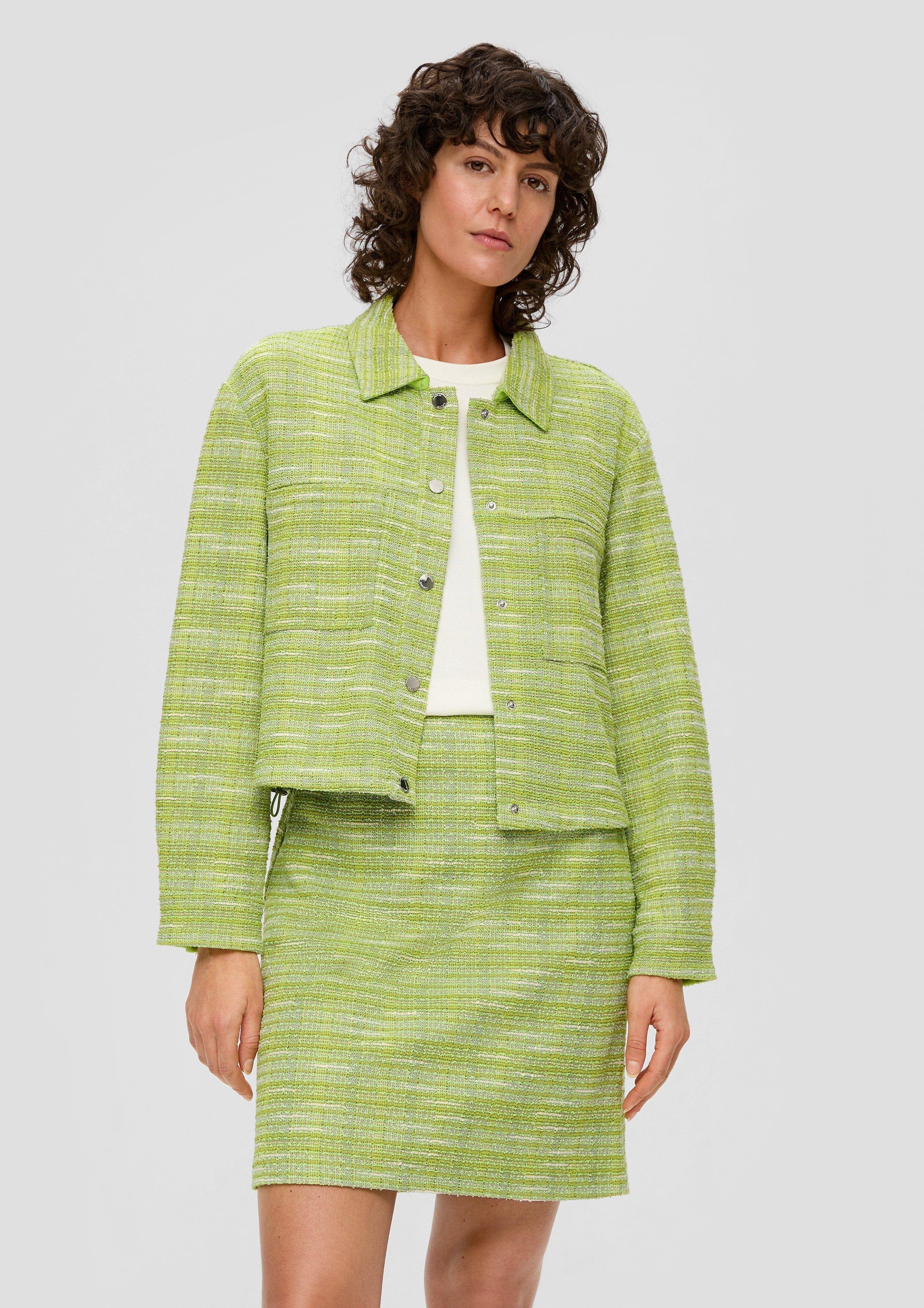 Funktionsjacke Kastige Bouclé-Jacke mit Durchzugkordel