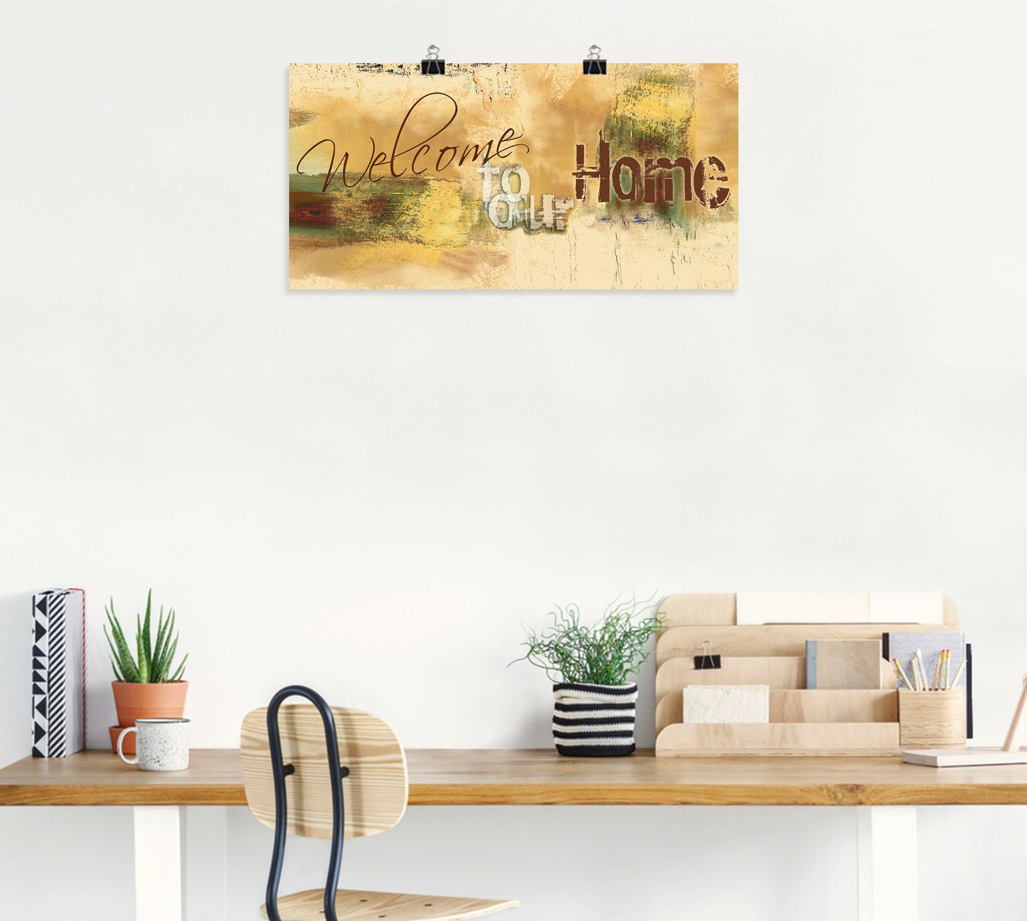 Artland Wandbild Willkommen in unserem Größen in Wandaufkleber Leinwandbild, Poster Texte oder versch. Sprüche Zuhause, (1 St), & als Alubild
