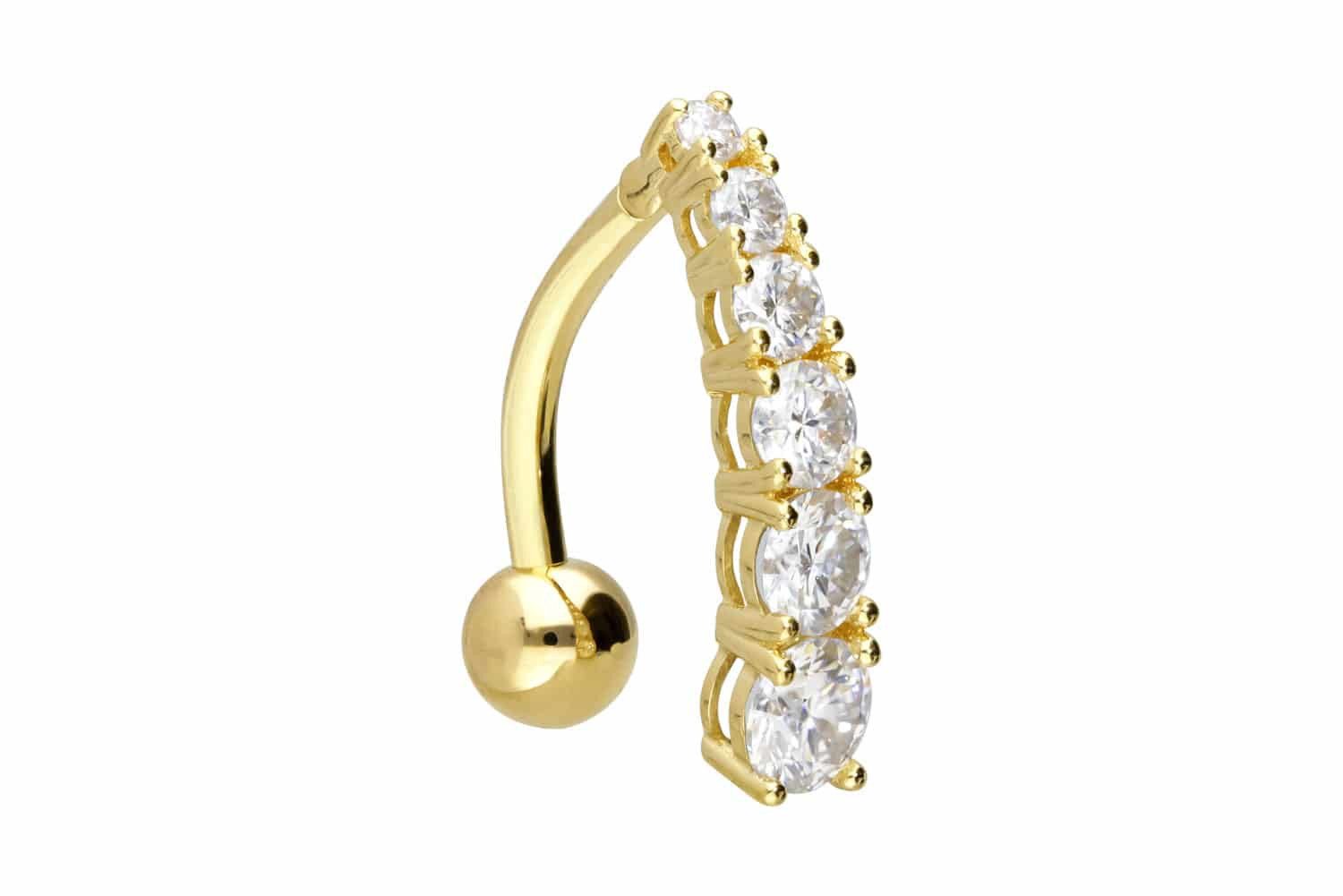 PIERCINGLINE Bauchnabelpiercing 18 Karat Gold Bananabell MOISSANIT-BANNER (Bananabells, 1-tlg)