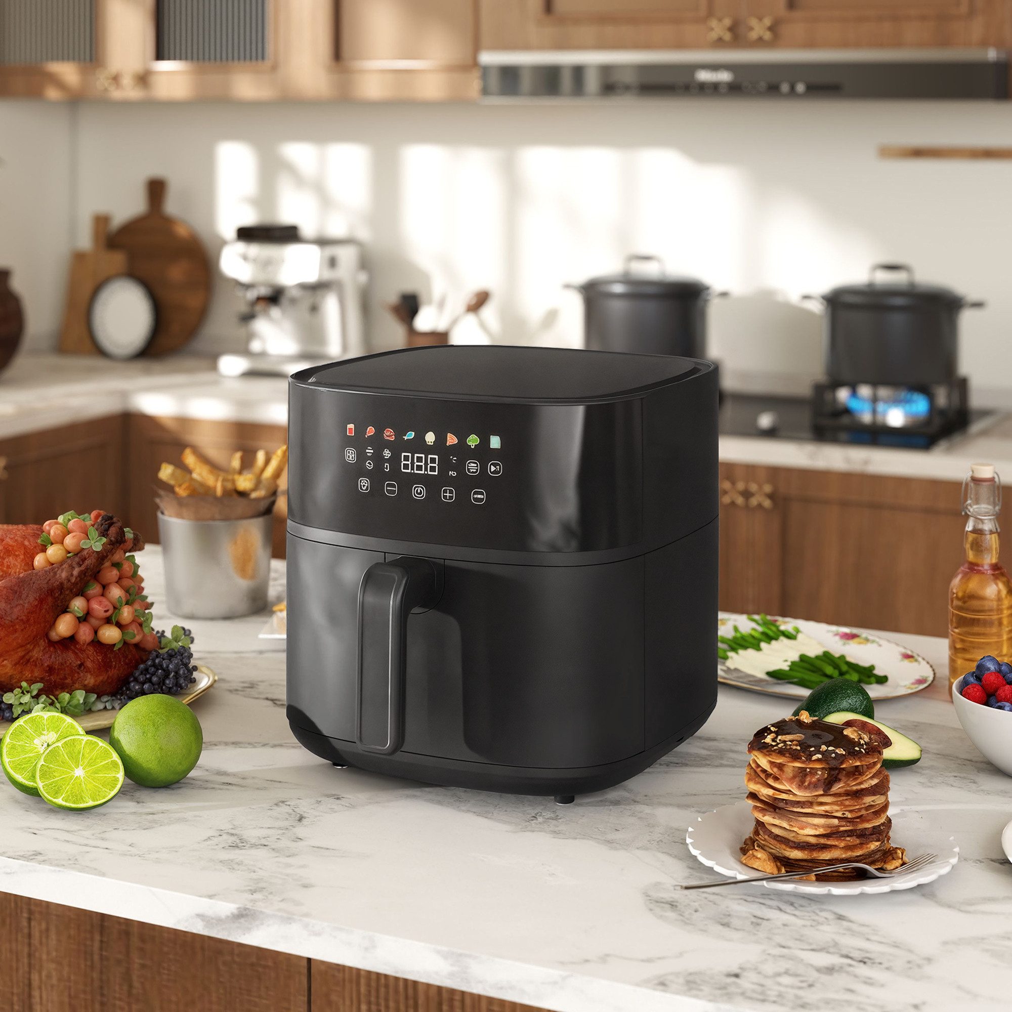 HOMCOM Heißluftfritteuse 800-261V90BK, 1700 W, 360° Heißluftzirkulation, Überhitzungsschutz