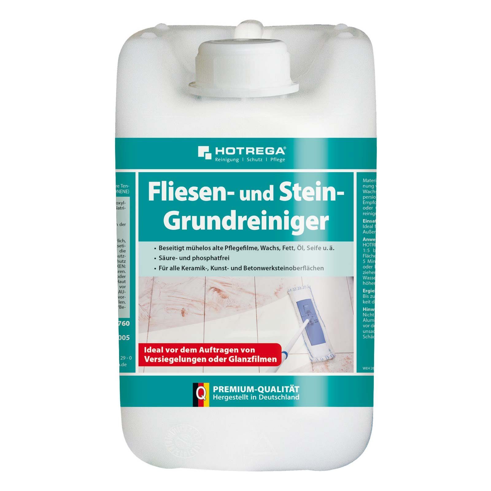 HOTREGA® Fliesen Stein Grundreiniger Flieseneiniger Steinreiniger 5L Konzentrat Fussbodenreiniger