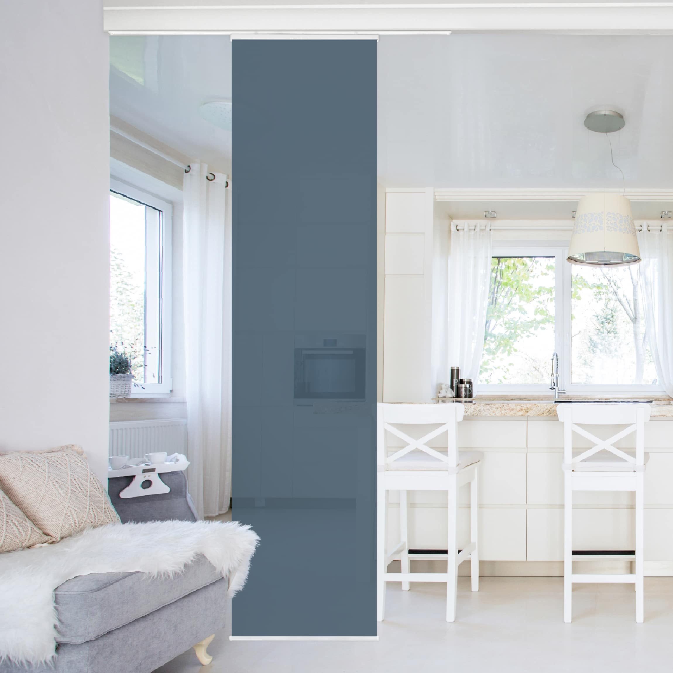 Bilderdepot24 Schiebegardine modern Flächenvorhang blickdicht Schieferblau, günstig online kaufen