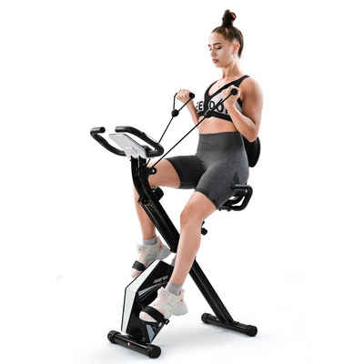 Merax Fahrradtrainer »klappbar Heimtrainer X bike, Fitnessfahrrad mit LCD-Bildschirm«, einstellbarer Höhe und Expanderbändern, belastbar bis 110 kg