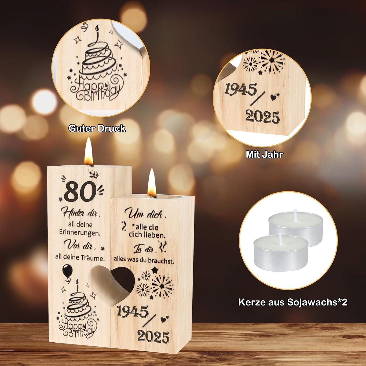 LuxusKollektion Kerzenständer Deko 80 Geburtstag Holz günstig online kaufen