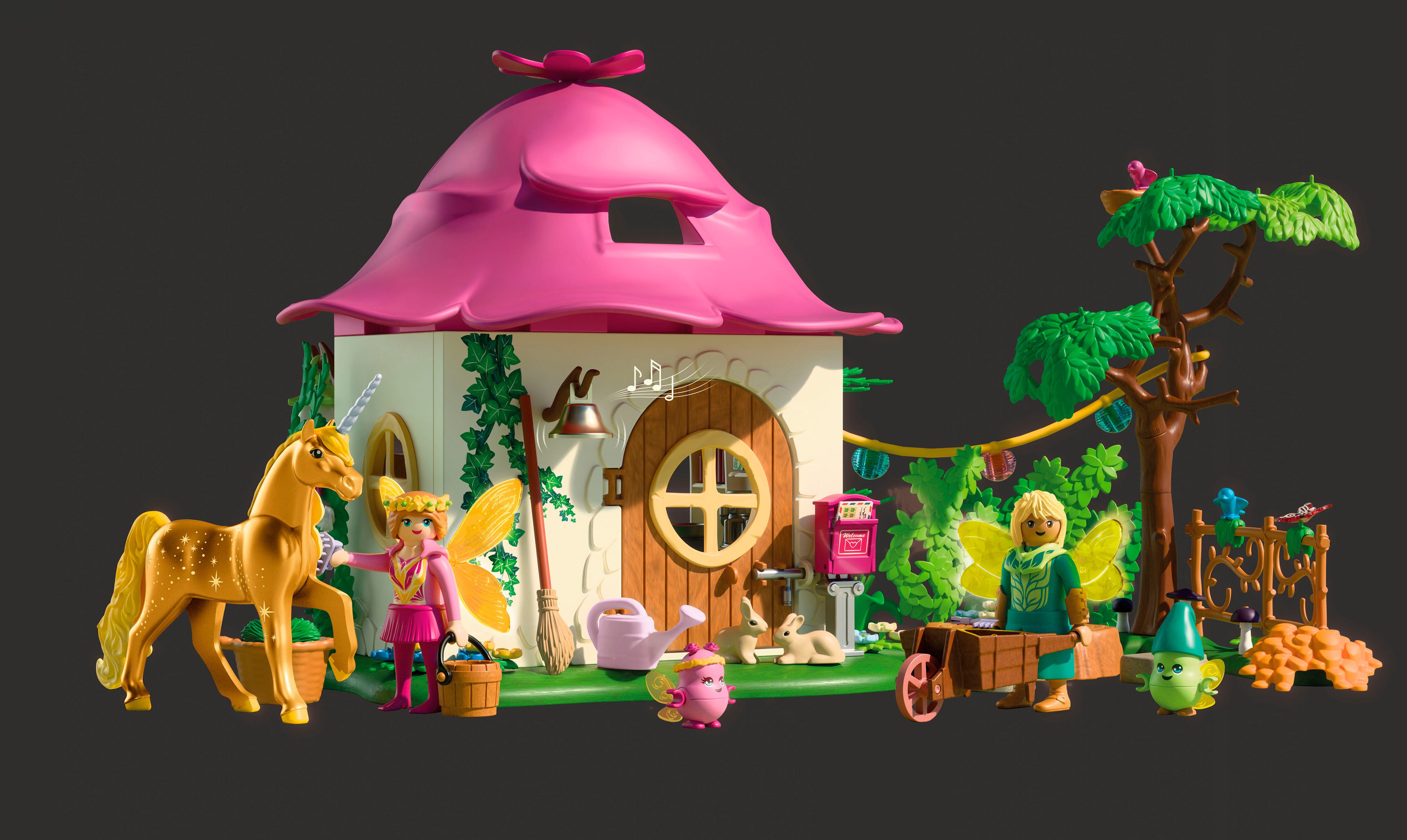 Playmobil® Gemütliches Feenzuhause mit Goldeinhorn und Stall (71838) Konstruktions-Spielset, (178 St), Princess Magic, Made in Germany – Bild 4 von 5