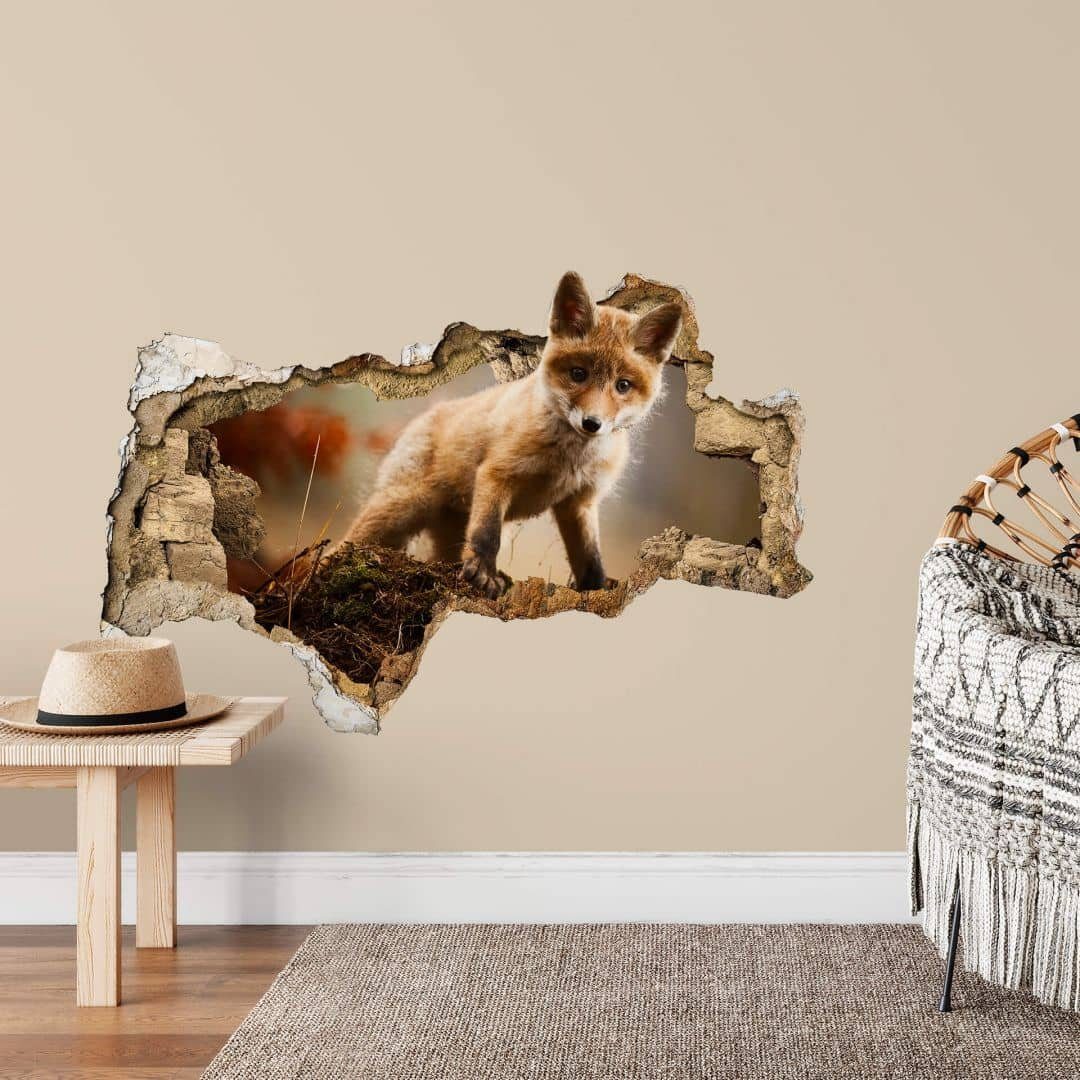 K&L Wall Art Wandtattoo 3D Wandtattoo Aufkleber Adamec Junger Baby Fuchs Ki günstig online kaufen