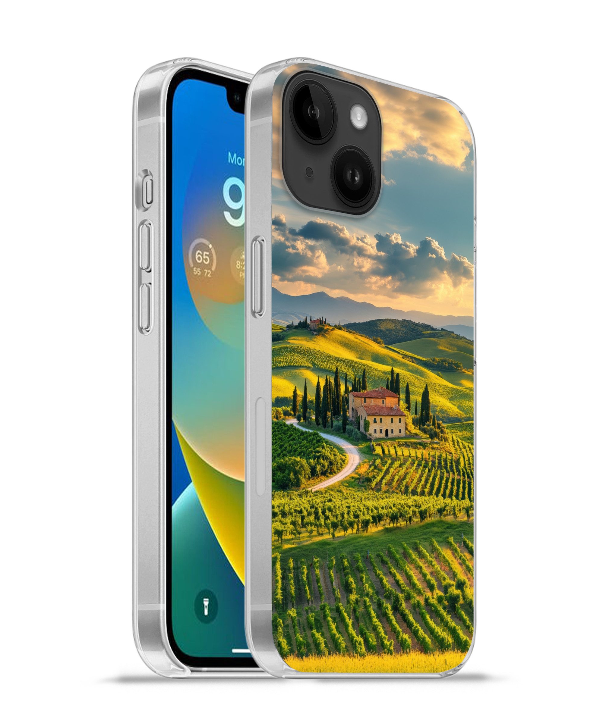 MuchoWow Handyhülle für Apple iPhone 14 Toskana - Landschaft - Weinberge, Smartphone-Bumper, Print, Handy Schutzhülle Dünn