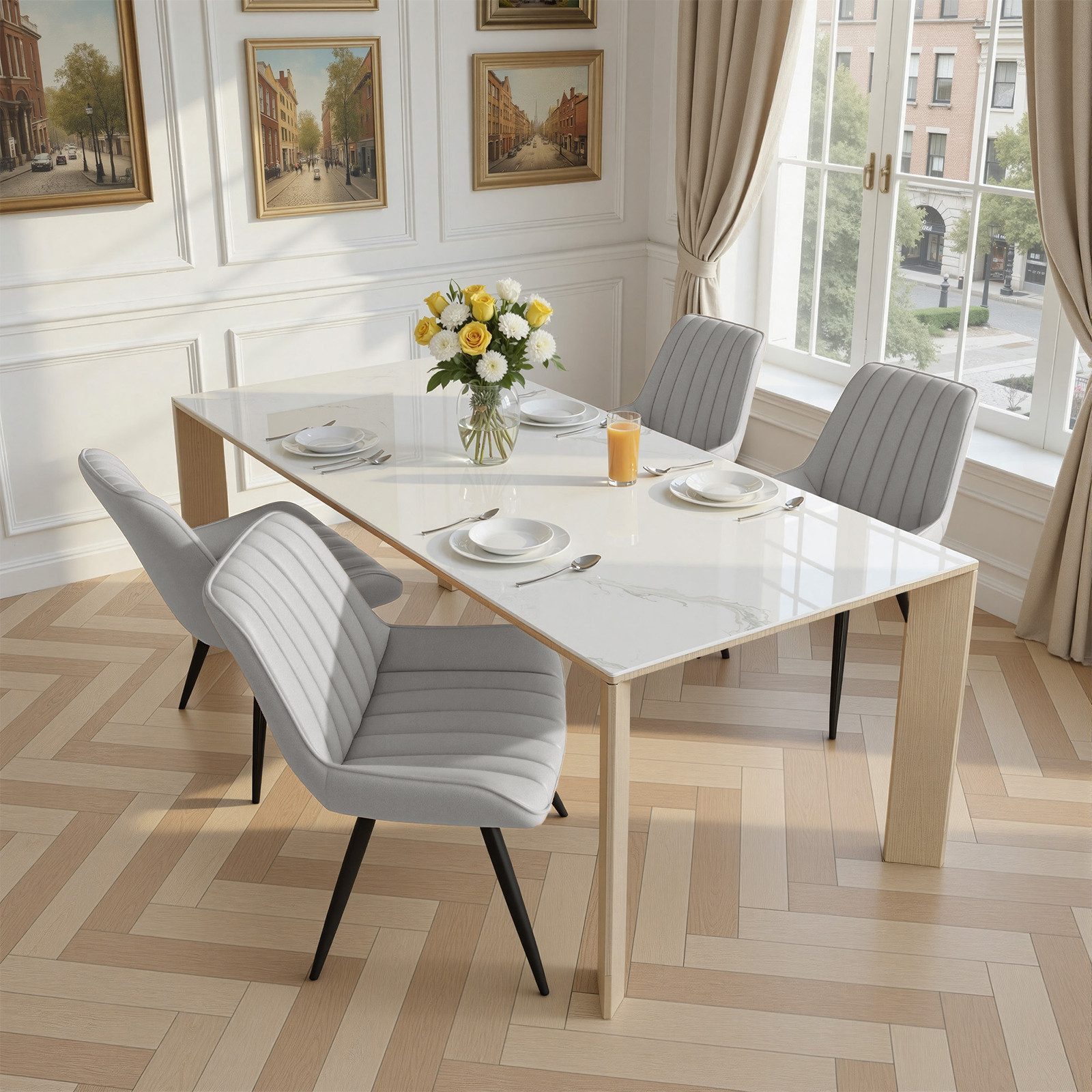 HawthyHome Esszimmerstuhl Stuhlset – Polsterstühle, Moderner Küchenstuhl (4 St), mit Ergonomischer Rückenlehne und Metallbeinen