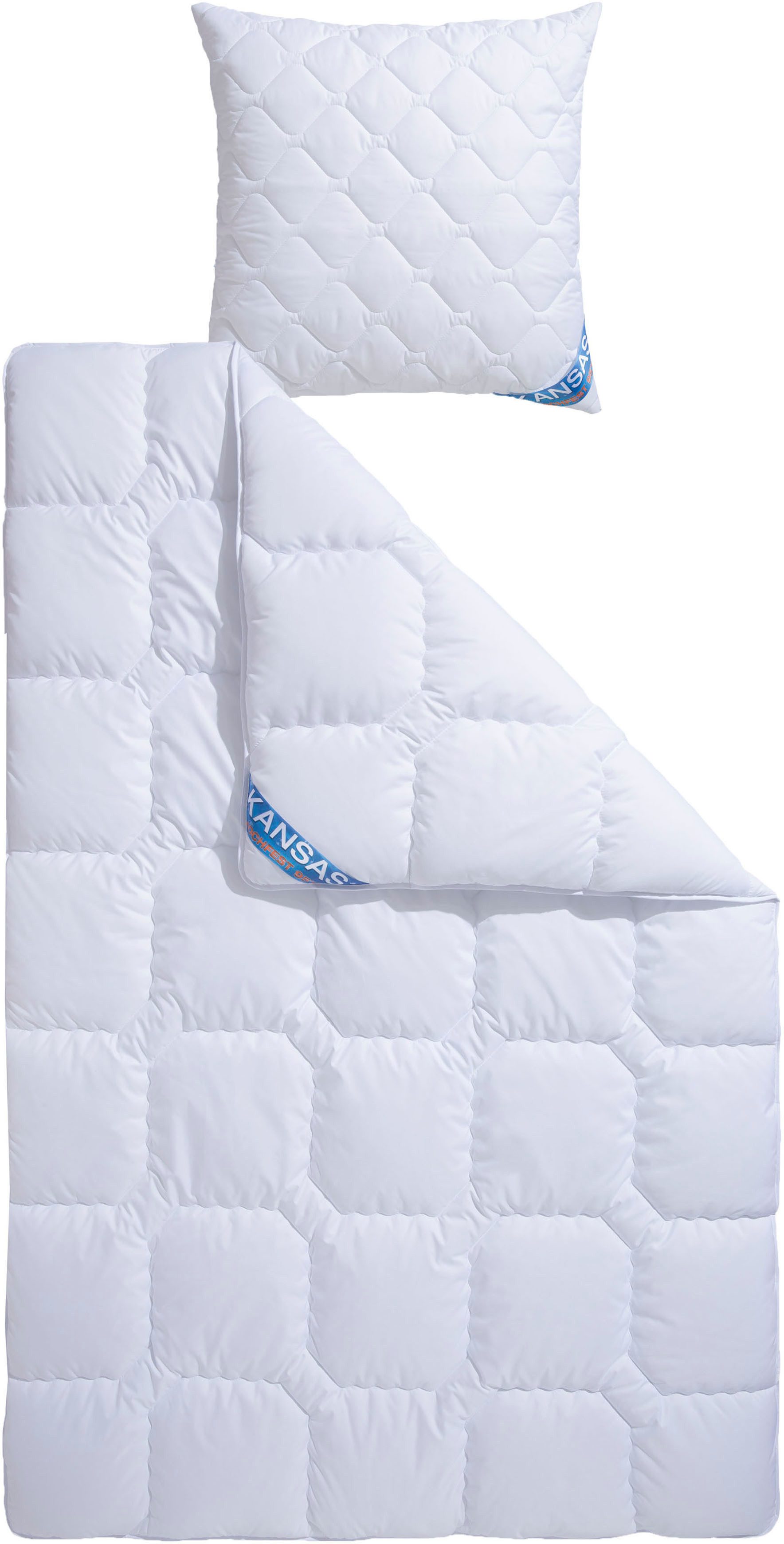 fan Microfaserbettdecke + Kopfkissen Kansas, 2tlg.-Set mit Kissen 80x80 cm, Füllung: Markenhohlfaser »EUROfill« (Bettdecke), Bezug: Microfaser mit Peach-touch (Bettdecke), Microfaser (Kopfkissen), Bettdecke 135x200 cm, 155x220 cm für Sommer oder Winter