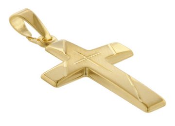 trendor Kette mit Anhänger Kreuz Anhänger Gold 333 mit goldplattierter Silberkette