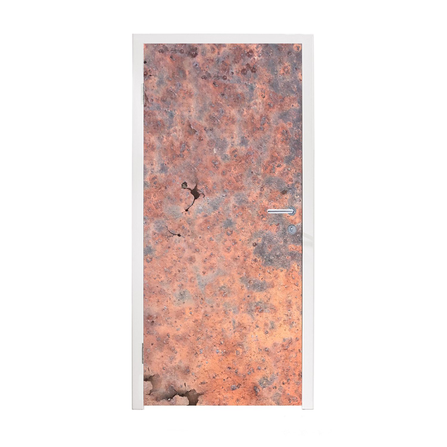 Metall MuchoWow bedruckt, 75x205 Türtapete St), für Fototapete Matt, Korrosion, cm Rost - Tür, - Türaufkleber, (1