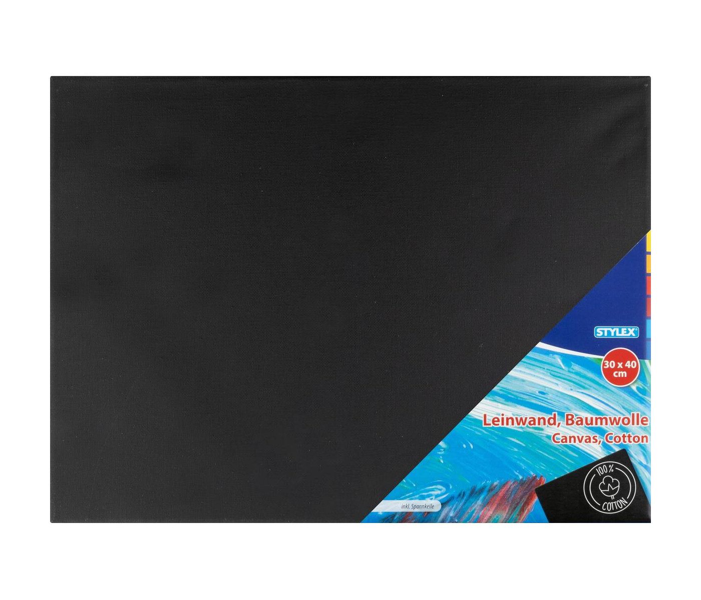 Stylex Schreibwaren Leinwand Leinwand / bespannter Keilrahmen / Größe: 30x40cm / Farbe: schwarz