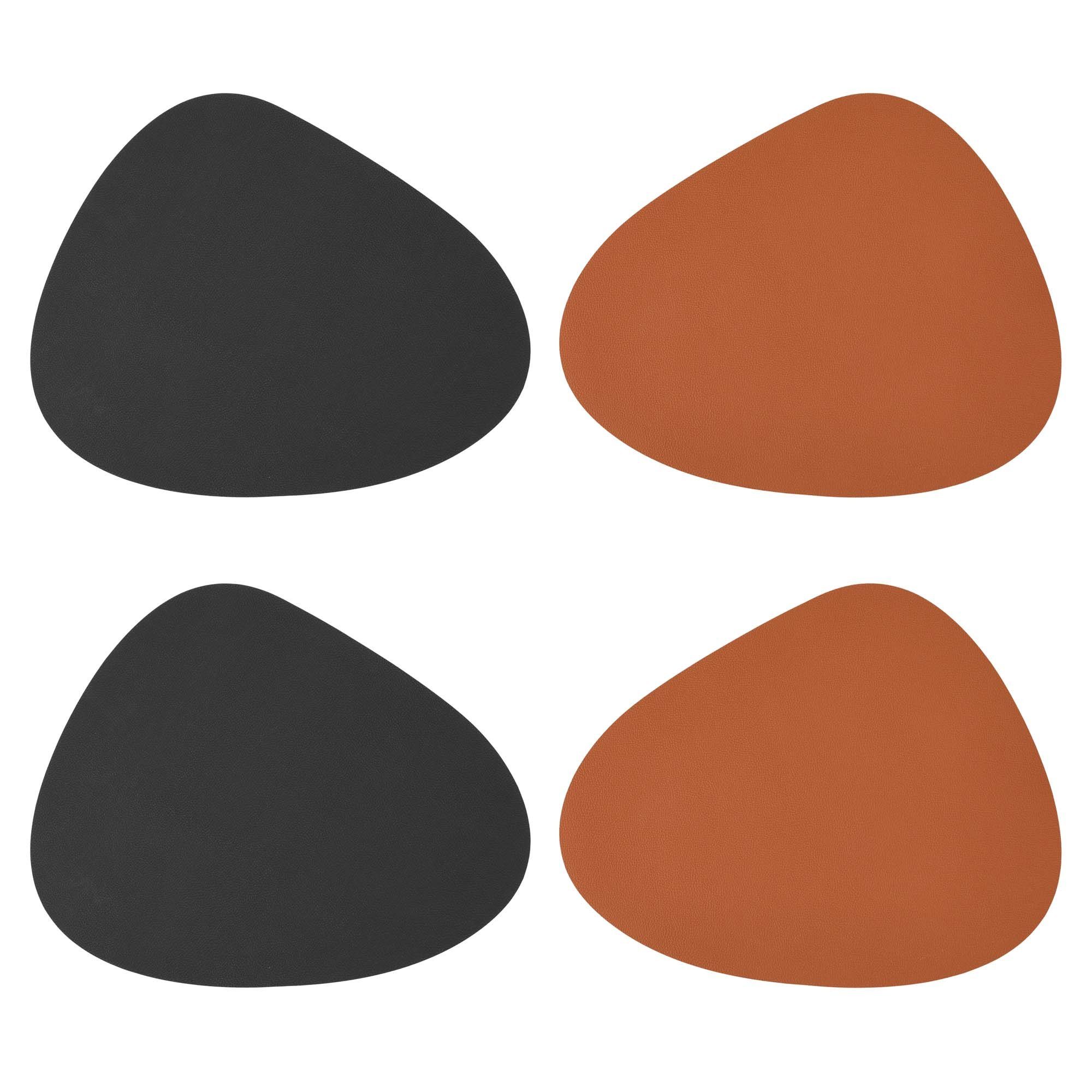 HAC24 Platzset Platzmatte Tischsets Untersetzer Oval oder Eckig Platzsets, (4-St), Kunstleder 45 x 36 cm Schwarz & Braun Wendbar