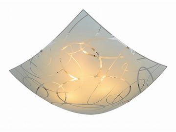 meineWunschleuchte LED Deckenleuchte, LED wechselbar, Warmweiß, groß-e Deckenschalen Lampenschirme Opal-Glas Dekor Silber Weiß, Ø50cm