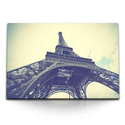 Sinus Art Leinwandbild 120x80cm Wandbild auf Leinwand Paris Eiffelturm Frankreich Fotokunst H, (1 St)