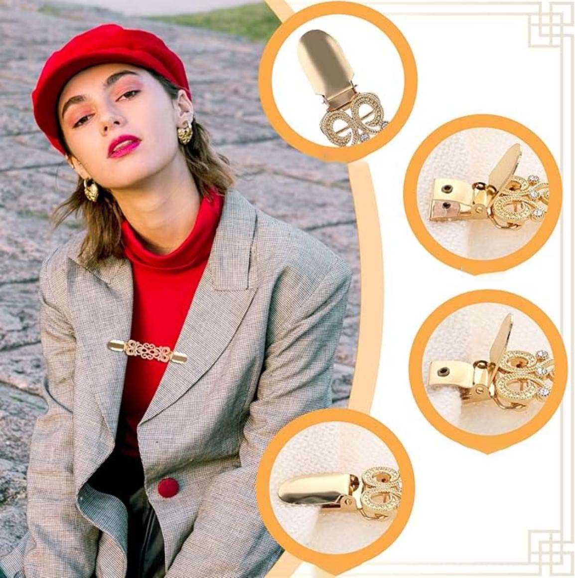 Venkuber Anstecknadel Set Pin Pullover Clips Vintage Kreative Strickjacken Clips (3-tlg)