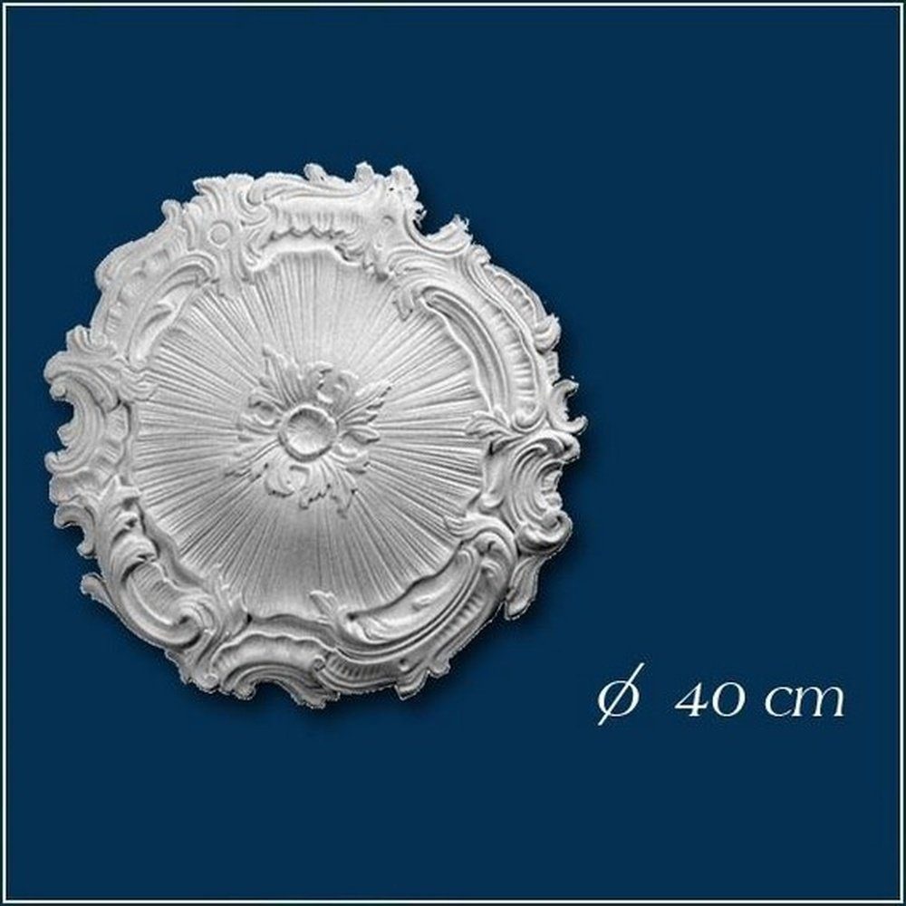 PROVISTON Wanddekoobjekt 400 mm, Weiß Polystyrol, Durchmesser Stuckrosette
