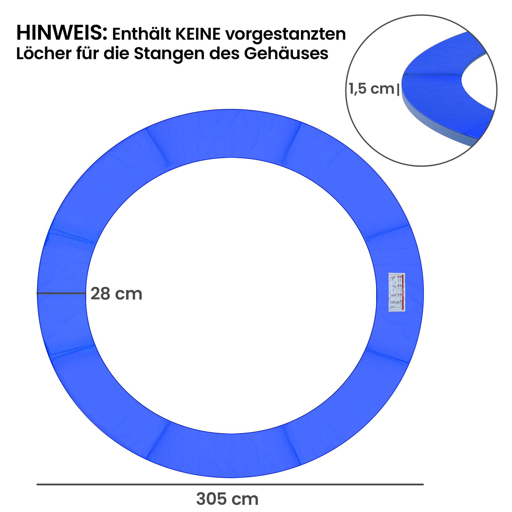 HOMCOM Trampolin-Abdeckplane Wetterplane Randabdeckung 8ft Ø305cm Trampolin nicht enthalten (Set, 1-St., Trampolin Sicherheit Schutz), für Garten, Blau